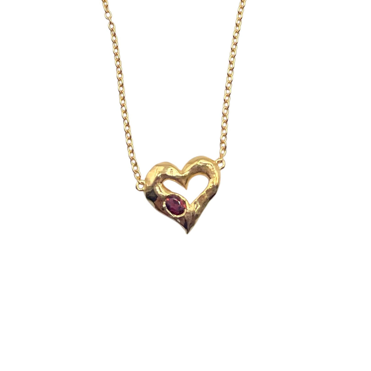Valentina - Red Garnet Heart Necklace in 18k Gold Vermeil