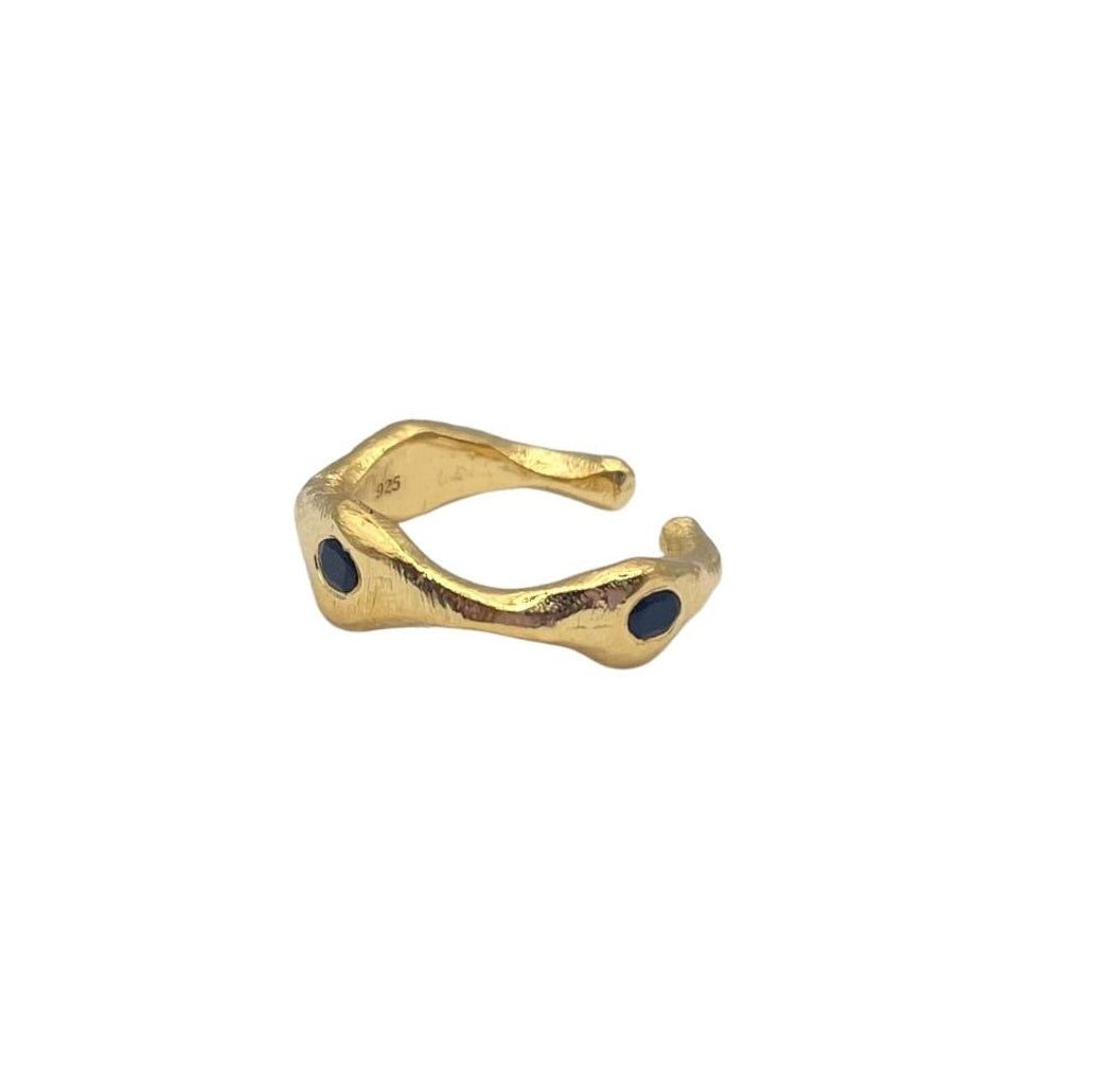 Black Onyx gold vermeil ear cuff by Amy Delson