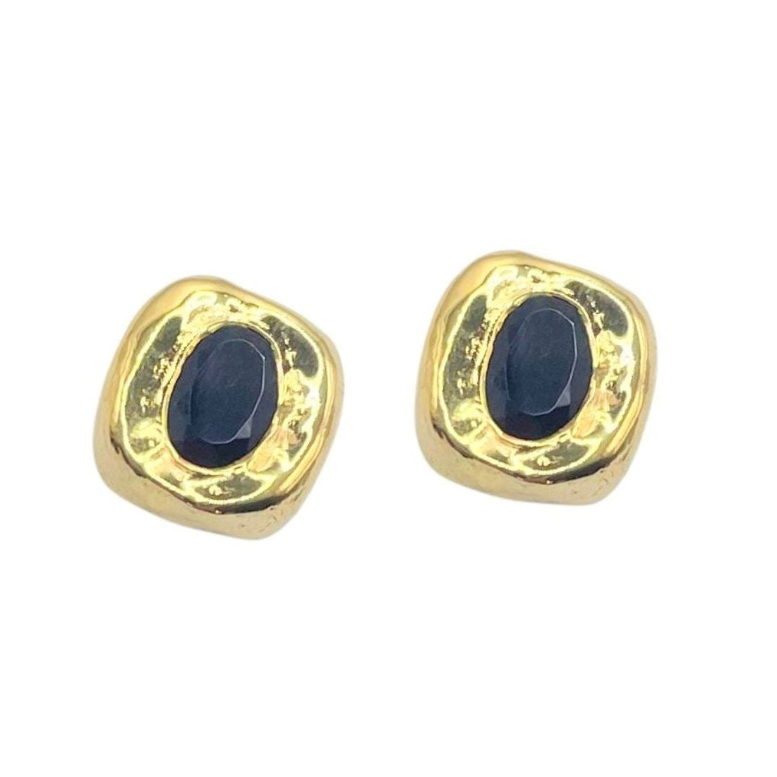 Black onyx gold vermeil stud earrings by Amy Delson