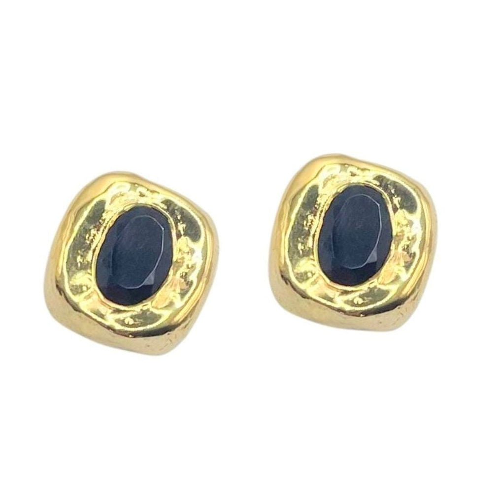 Black onyx gold vermeil stud earrings by Amy Delson