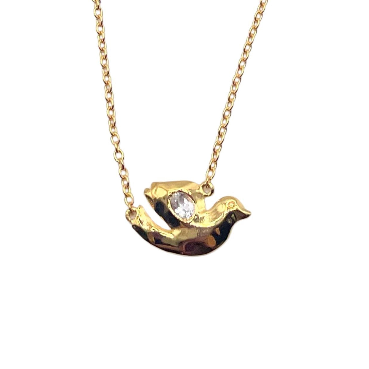Close Gold Dove White Topaz Necklace by Amy Delson