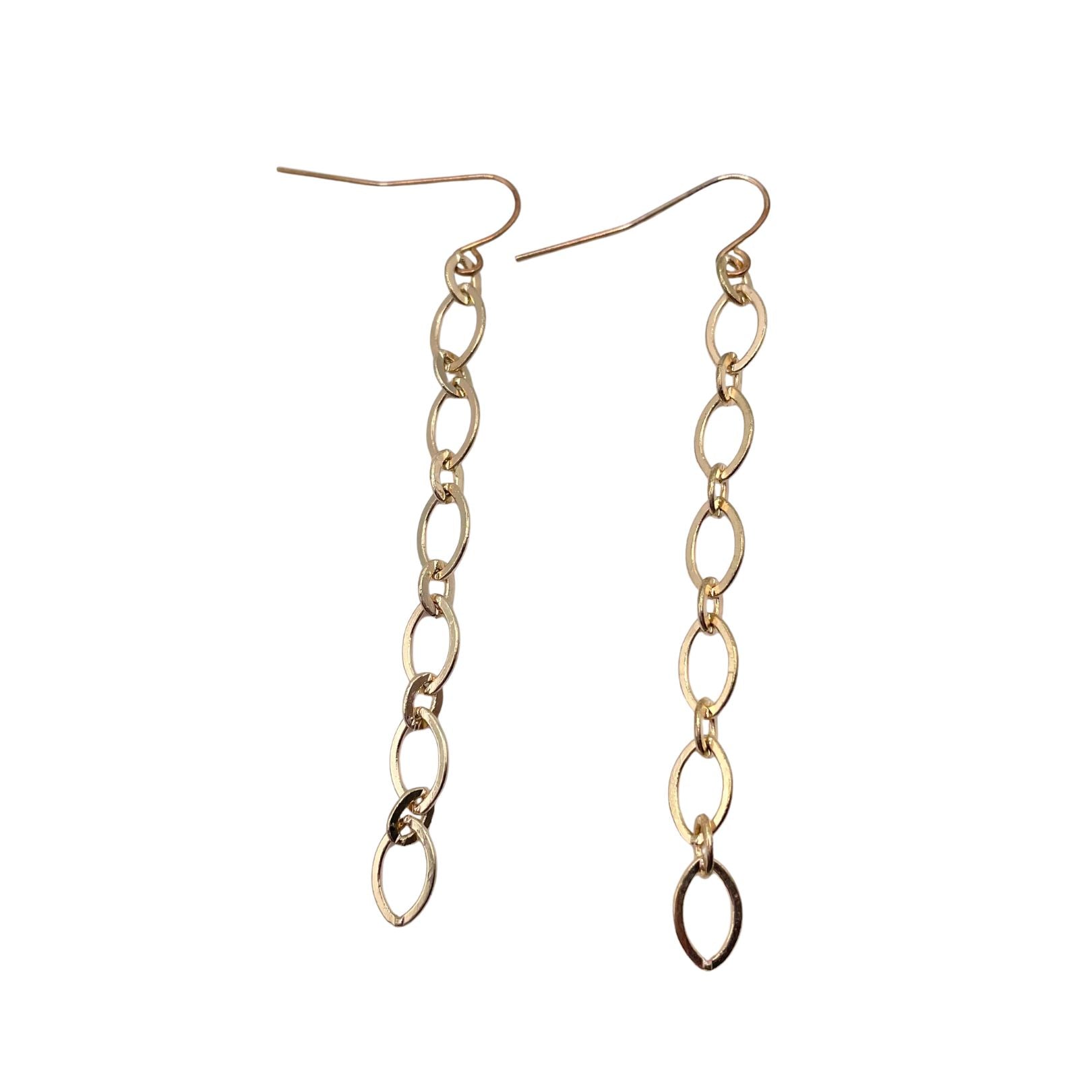 Gold chain earrings by Amy Delson