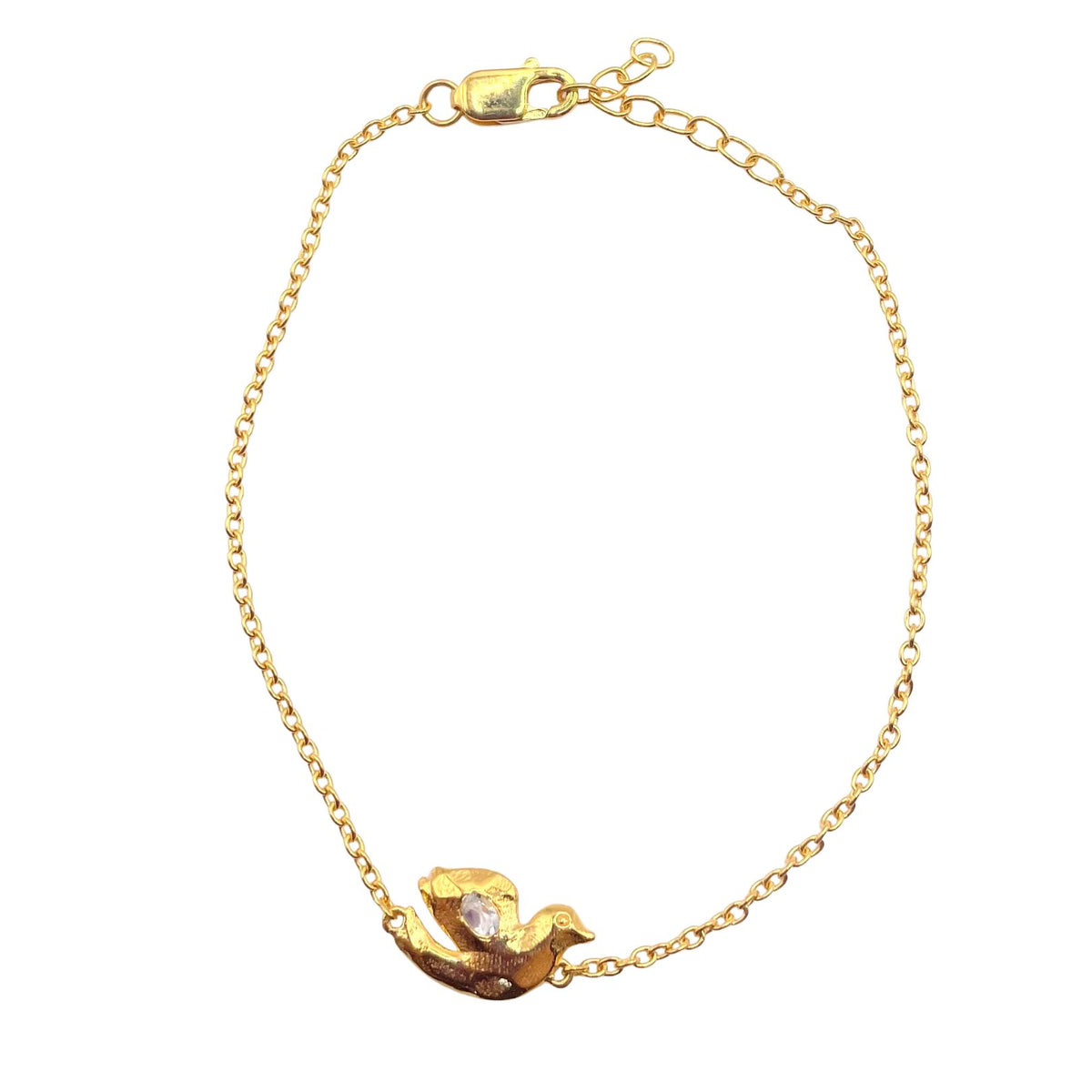 Gold white topaz dove bracelet by Amy Delson