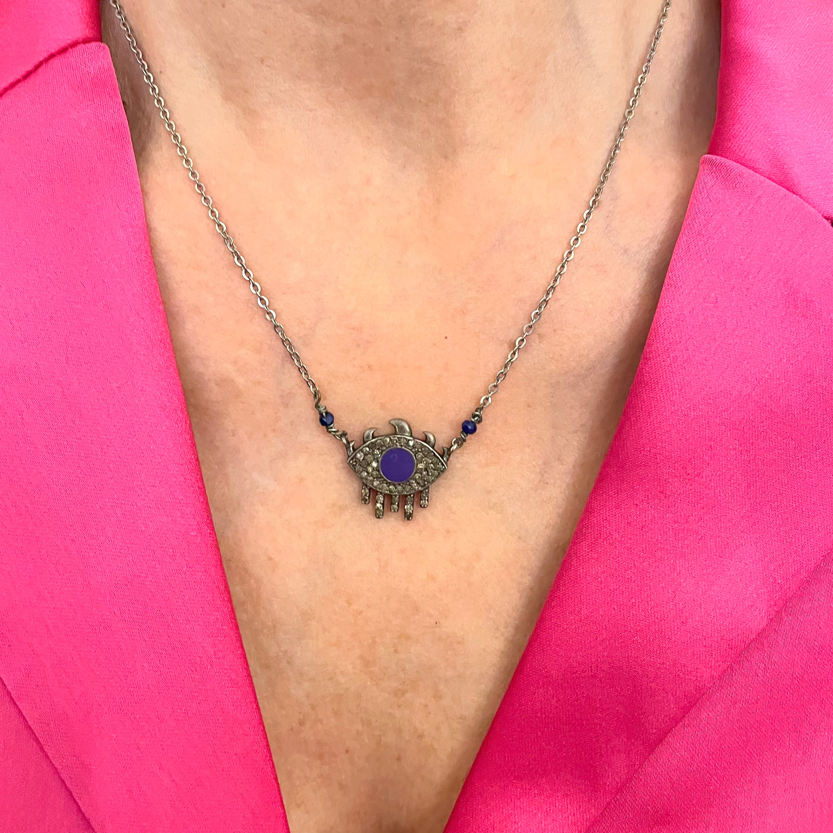 Eye Enamel necklace with diamonds by Amy Delson