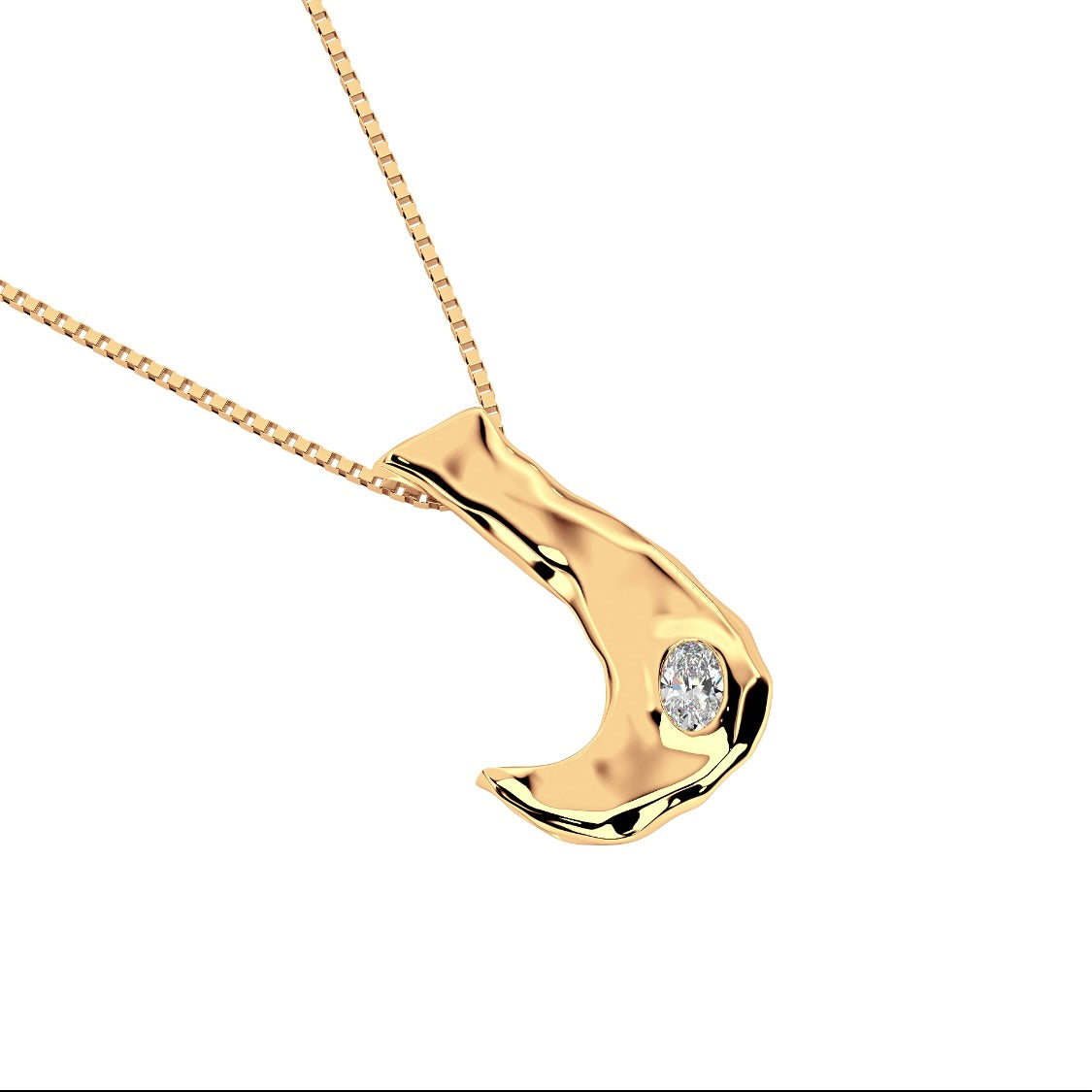 14k gold letter J necklace with lab diamond by Amy Delson