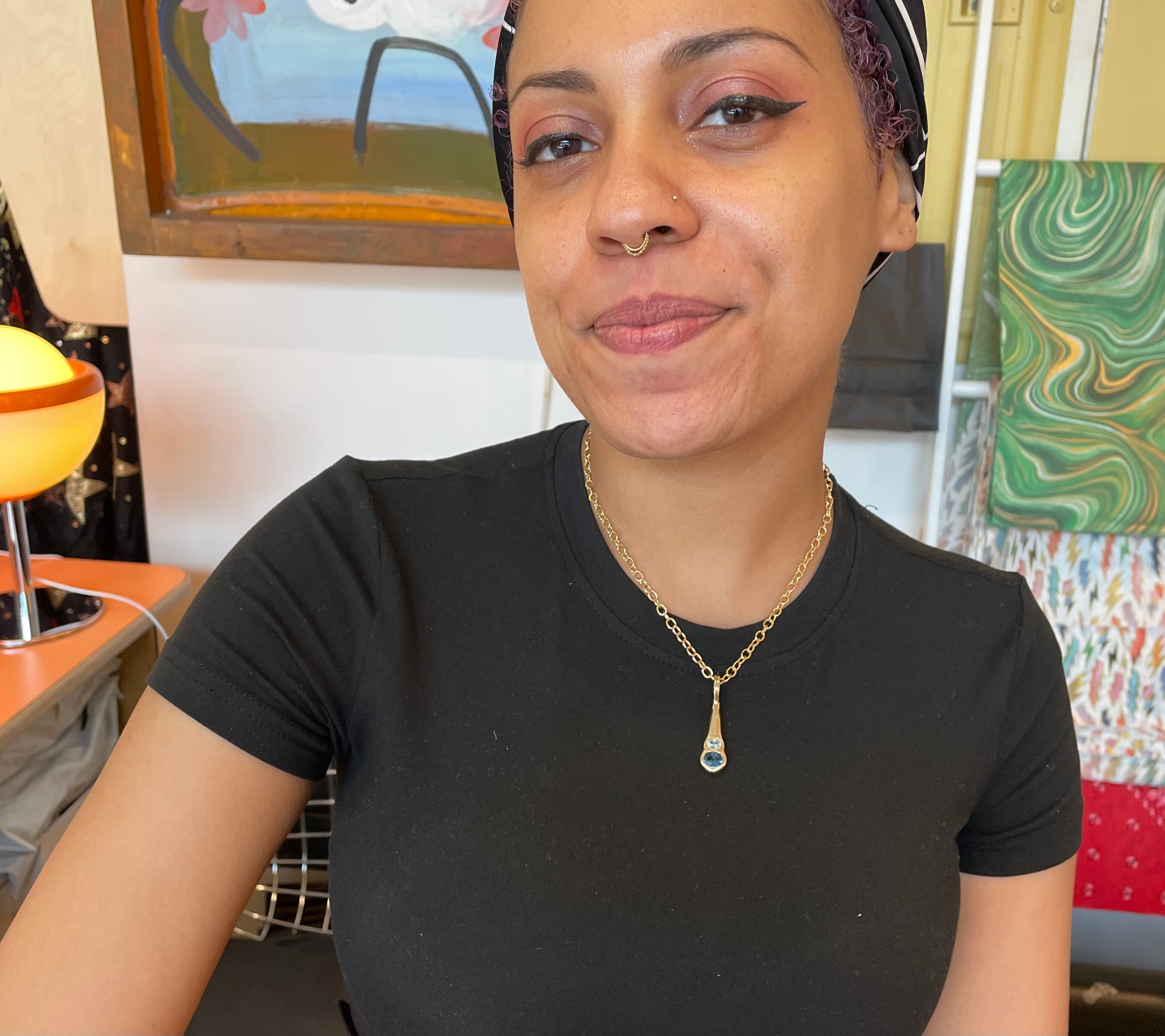 Woman wearing Amy Delson Olivia Necklace