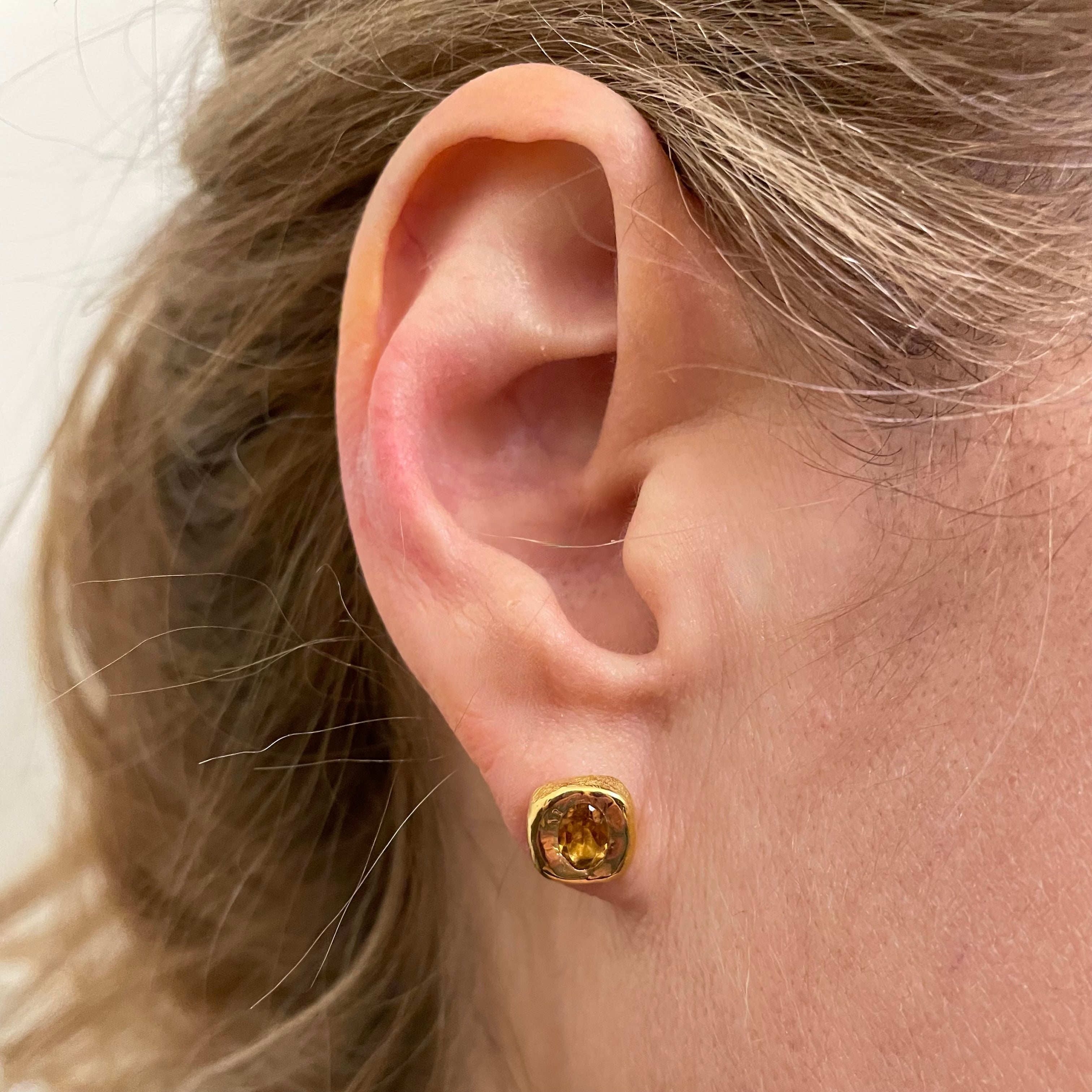 Citrine Gold stud earring by Amy delson