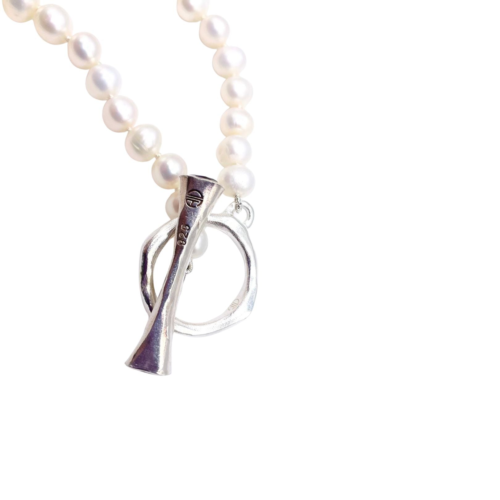 Silver Toggle with pearls by Amy Delson