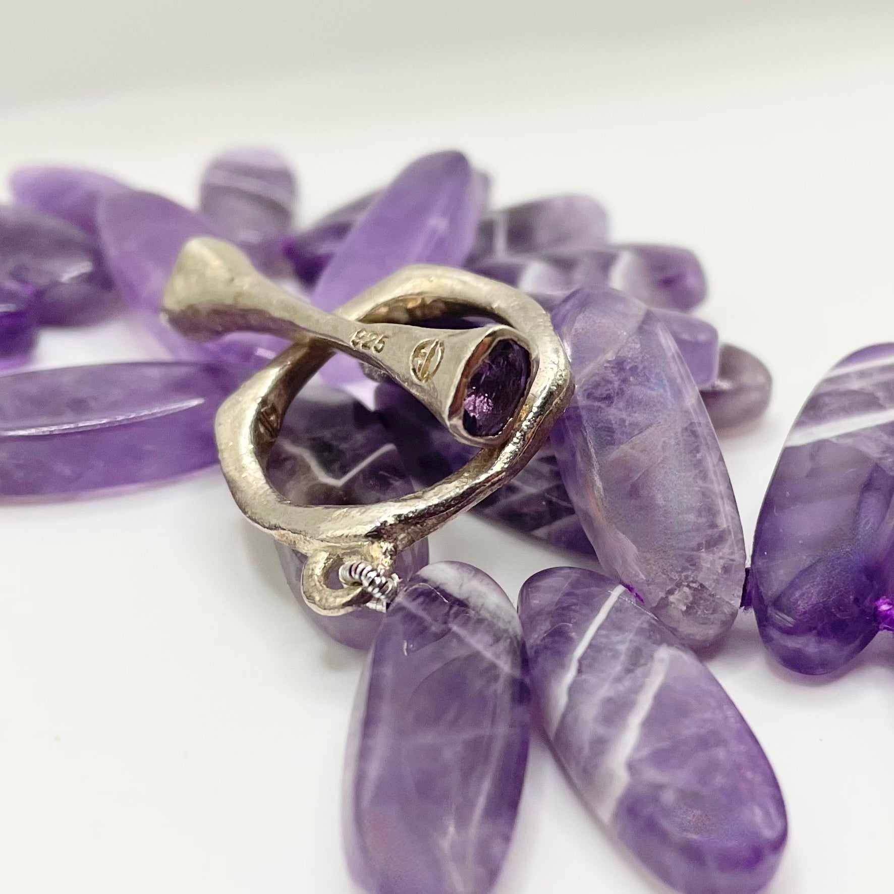 Silver toggle clasp with amethyst on Amy Delson Jewelry amethyst necklace