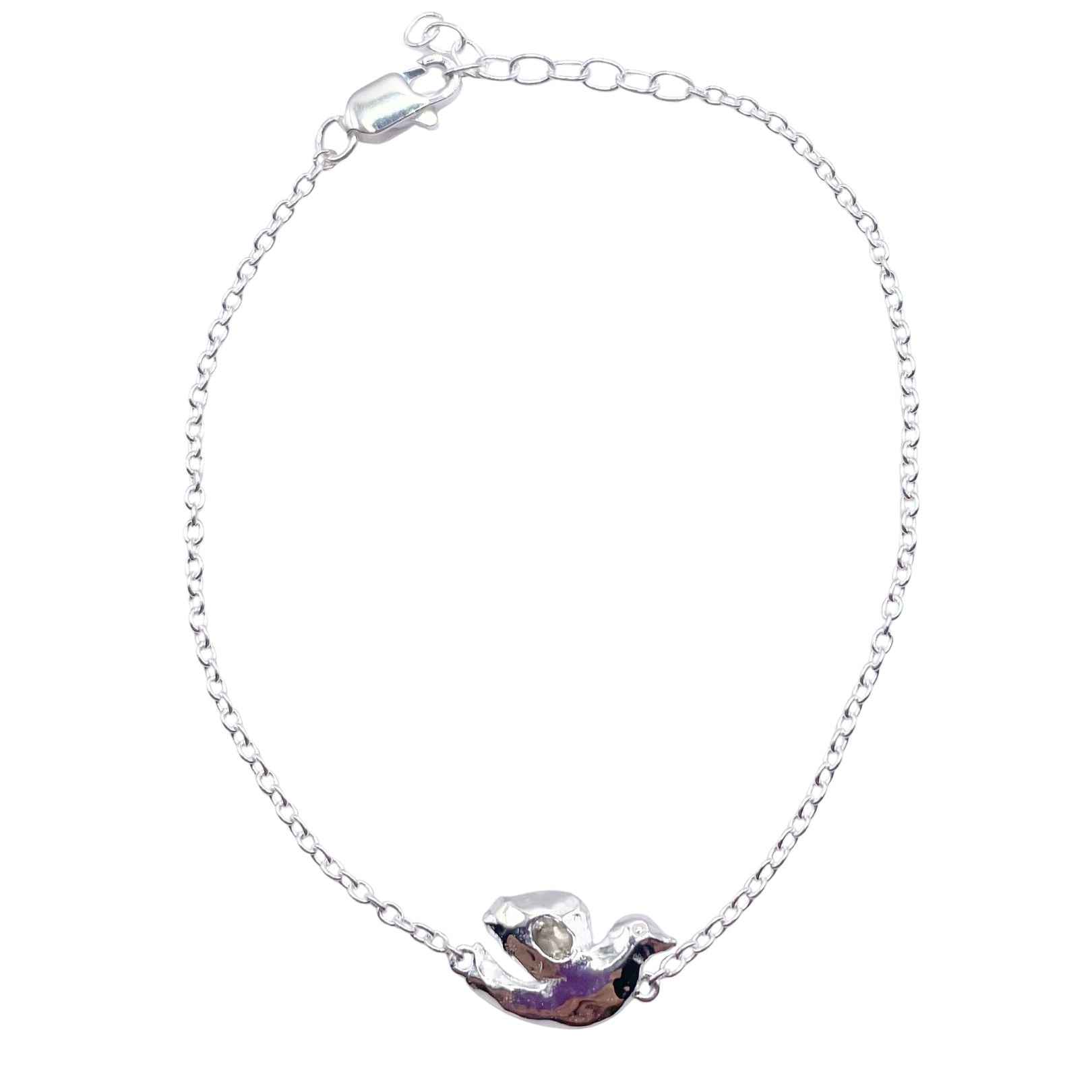 Silver white topaz dove bracelet by Amy Delson