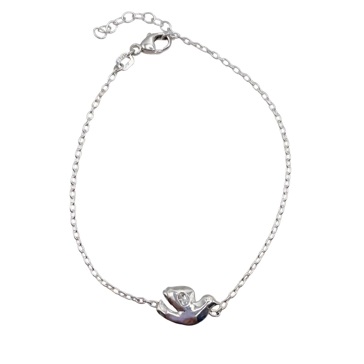 Sterling Silver with white topaz dove bracelet by Amy Delson