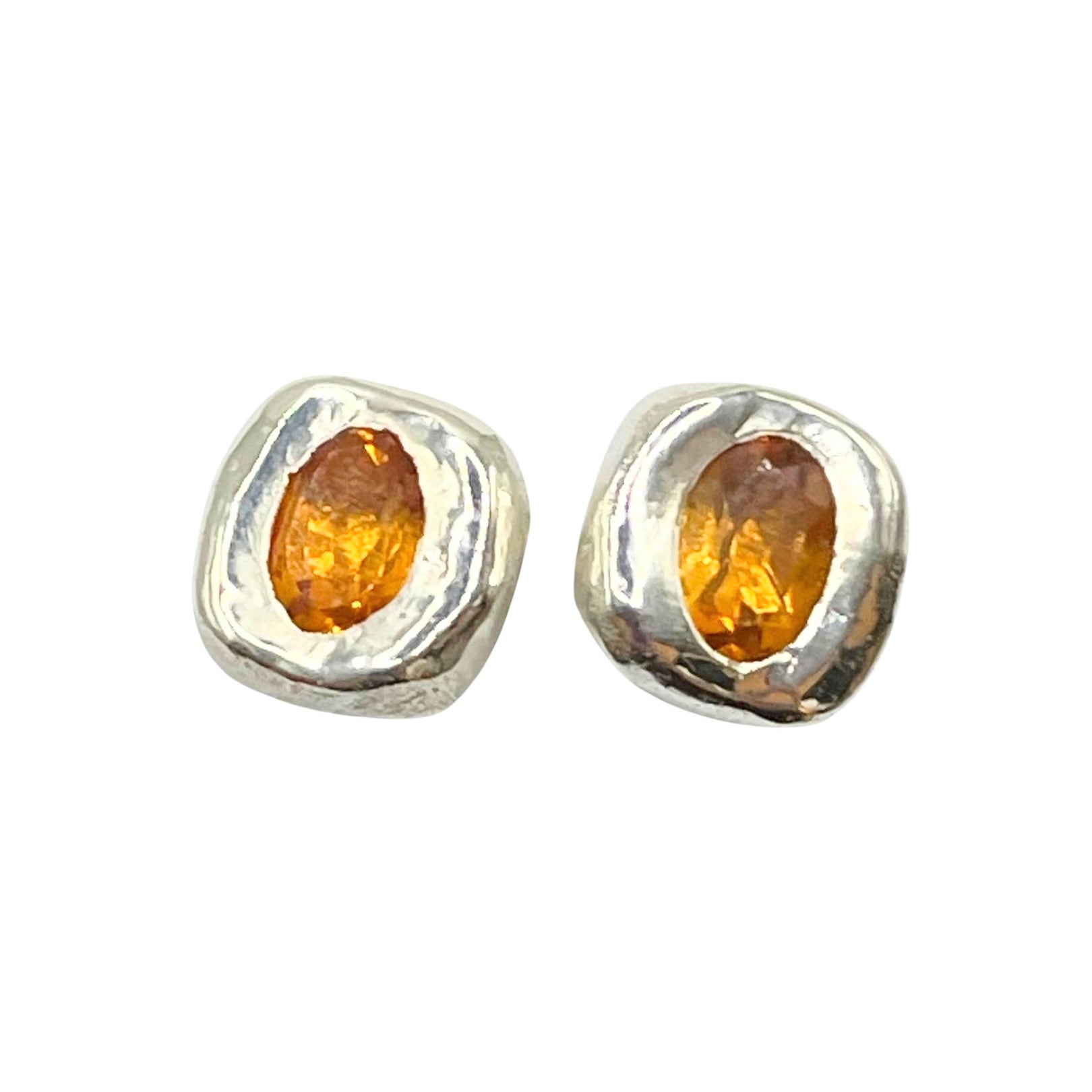Orange Citrine Silver Stud Earrings by Amy Delson