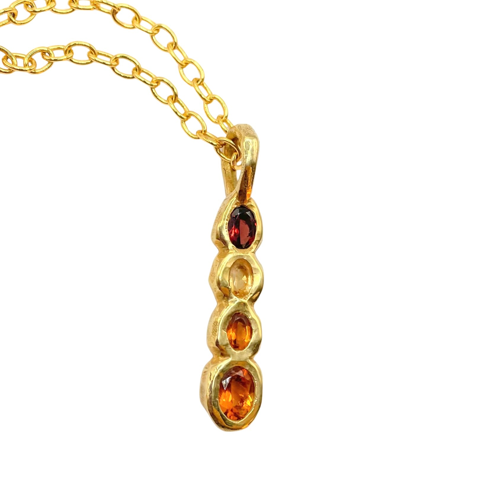 Ophelia Red Garnet, Orange Citrine Four Gemstone Pendant Necklace in