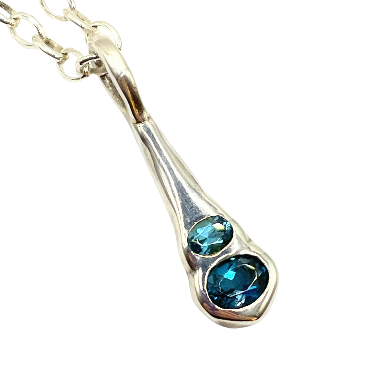 Blue Topaz Silver pendant necklace by Amy Delson