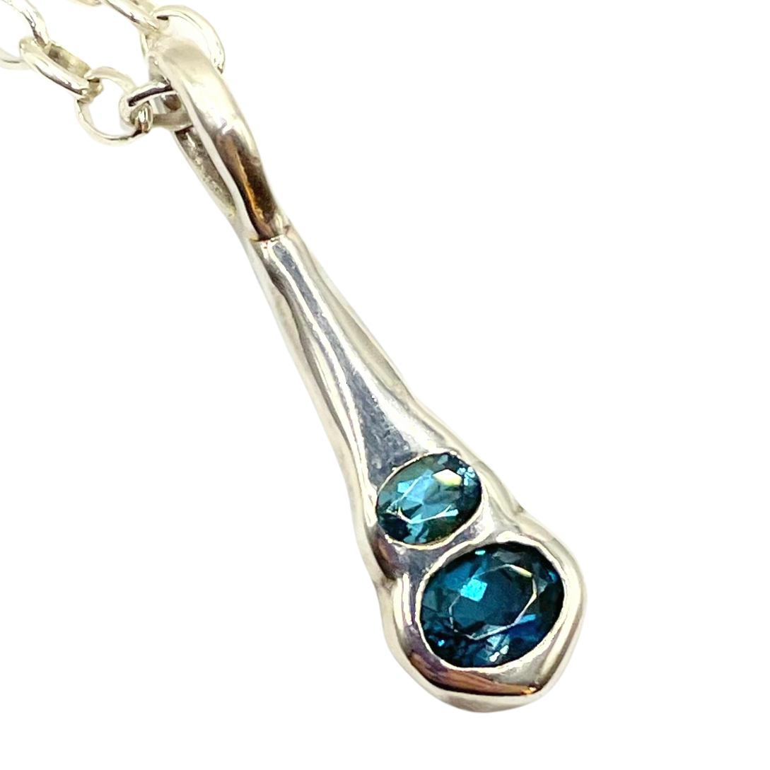 Blue Topaz Silver pendant necklace by Amy Delson