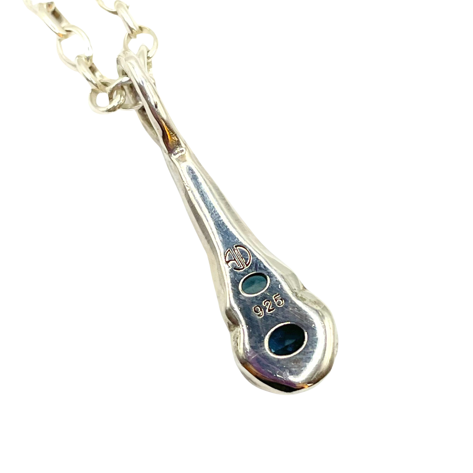 Back of Amy Delson silver pendant necklace