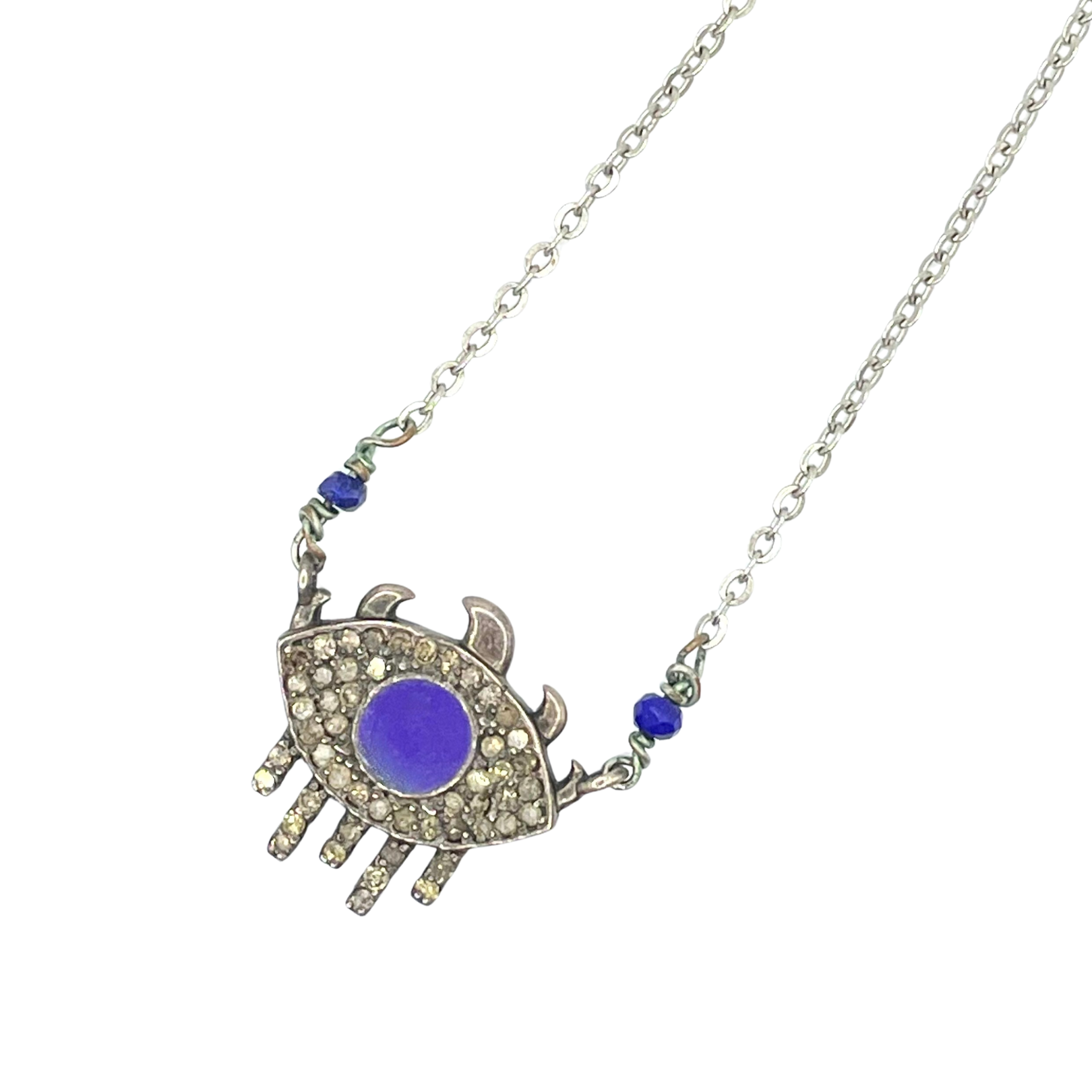 Amy Delson enamel eye necklace with diamonds