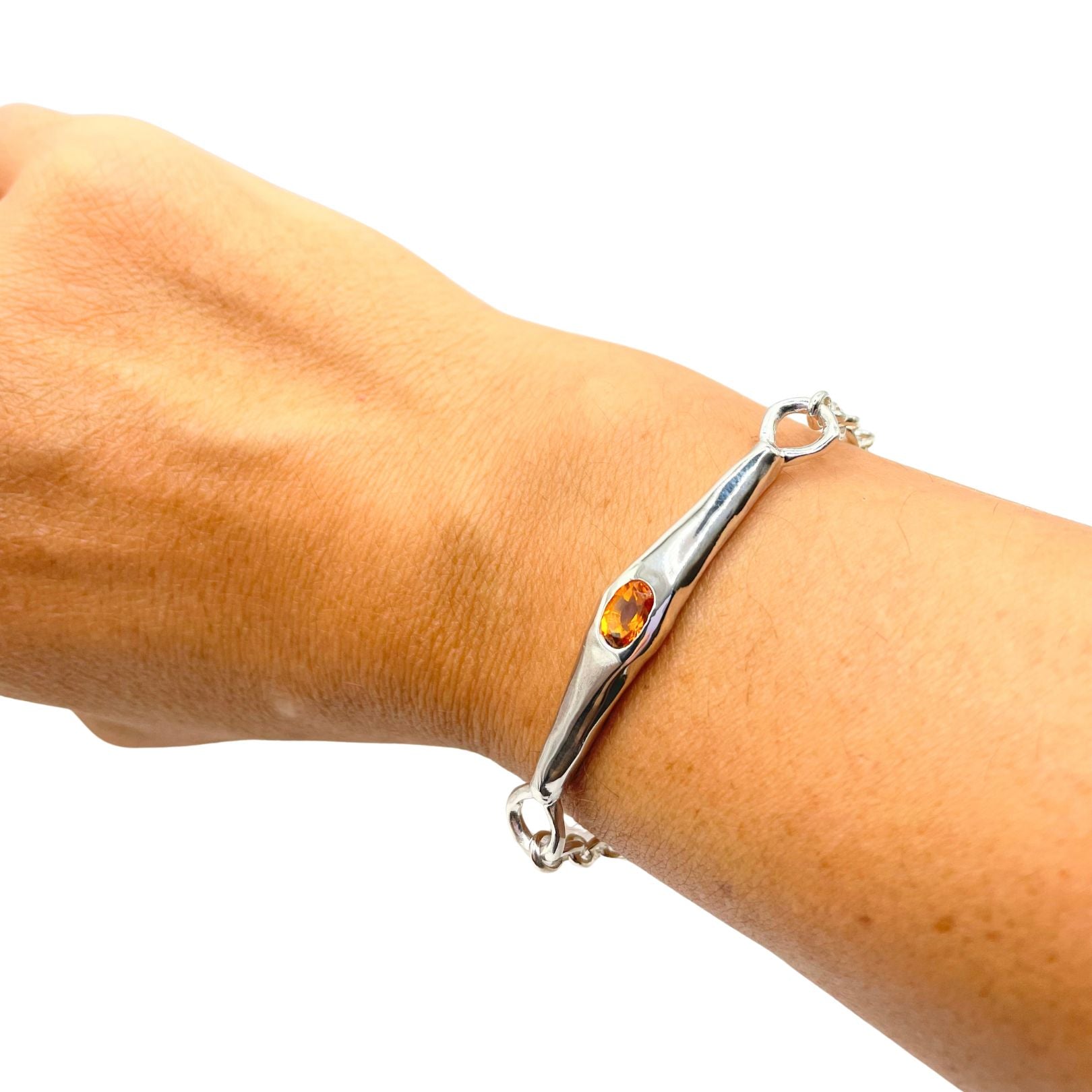 Blake - Adjustable Orange Citrine Sterling Silver Bracelet