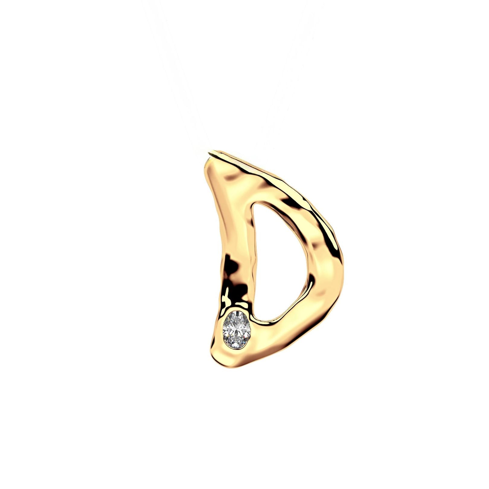 Letter D in 14k Gold with lab diamond by Amy Delson