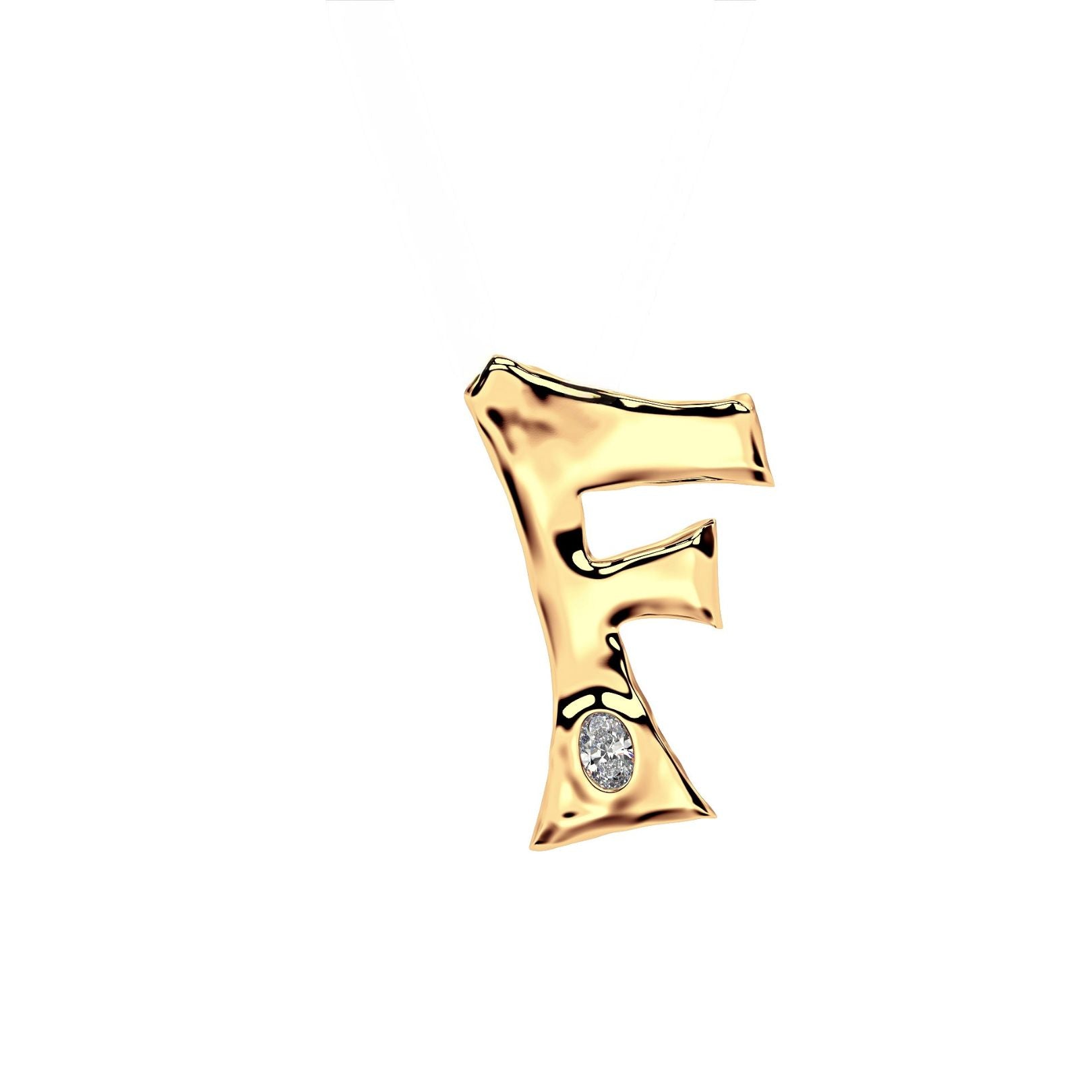 Letter F 14k gold with lab diamond by Amy Delson