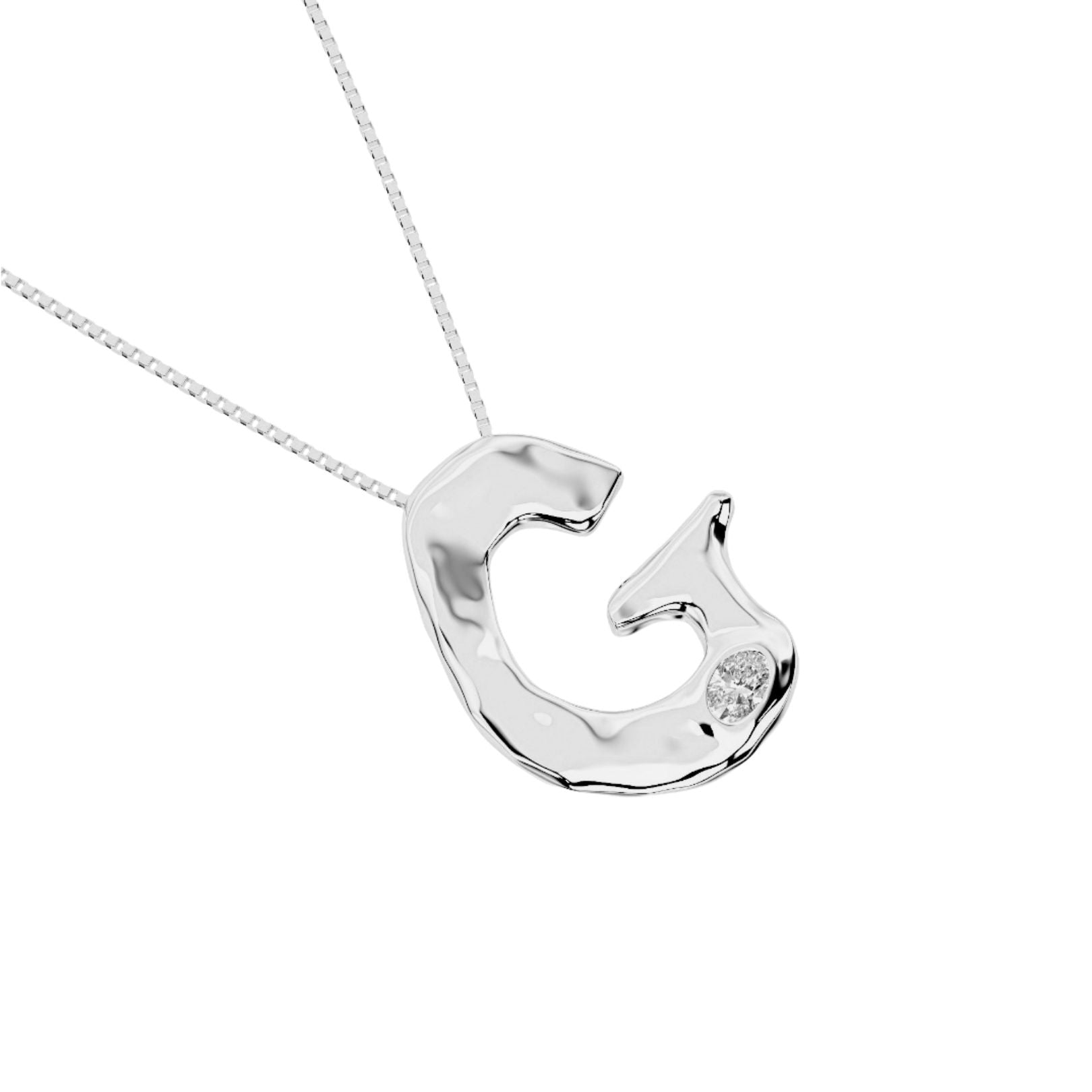 white gold with lab diamond letter G necklace by Amy Delson