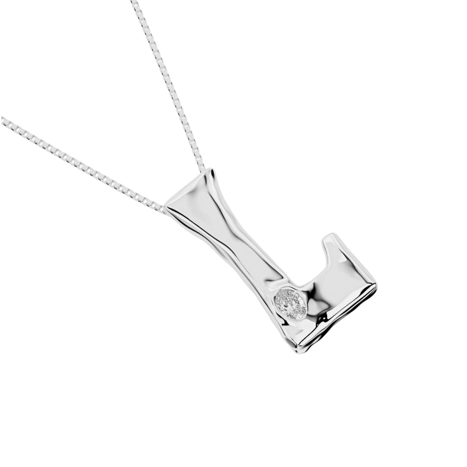 White gold with lab diamond letter L necklace by Amy Delson