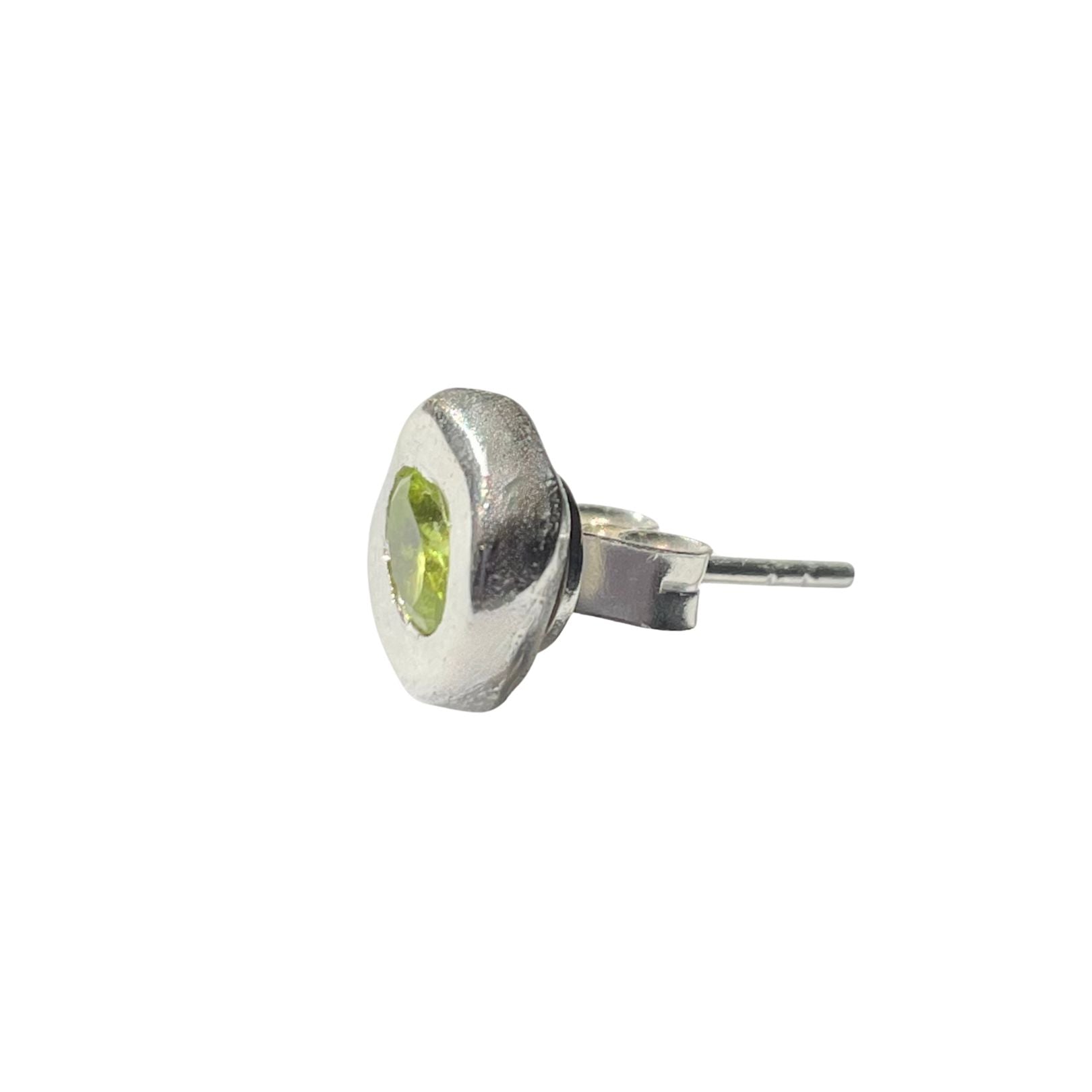 Stella - Green Peridot Stud Earrings in Silver