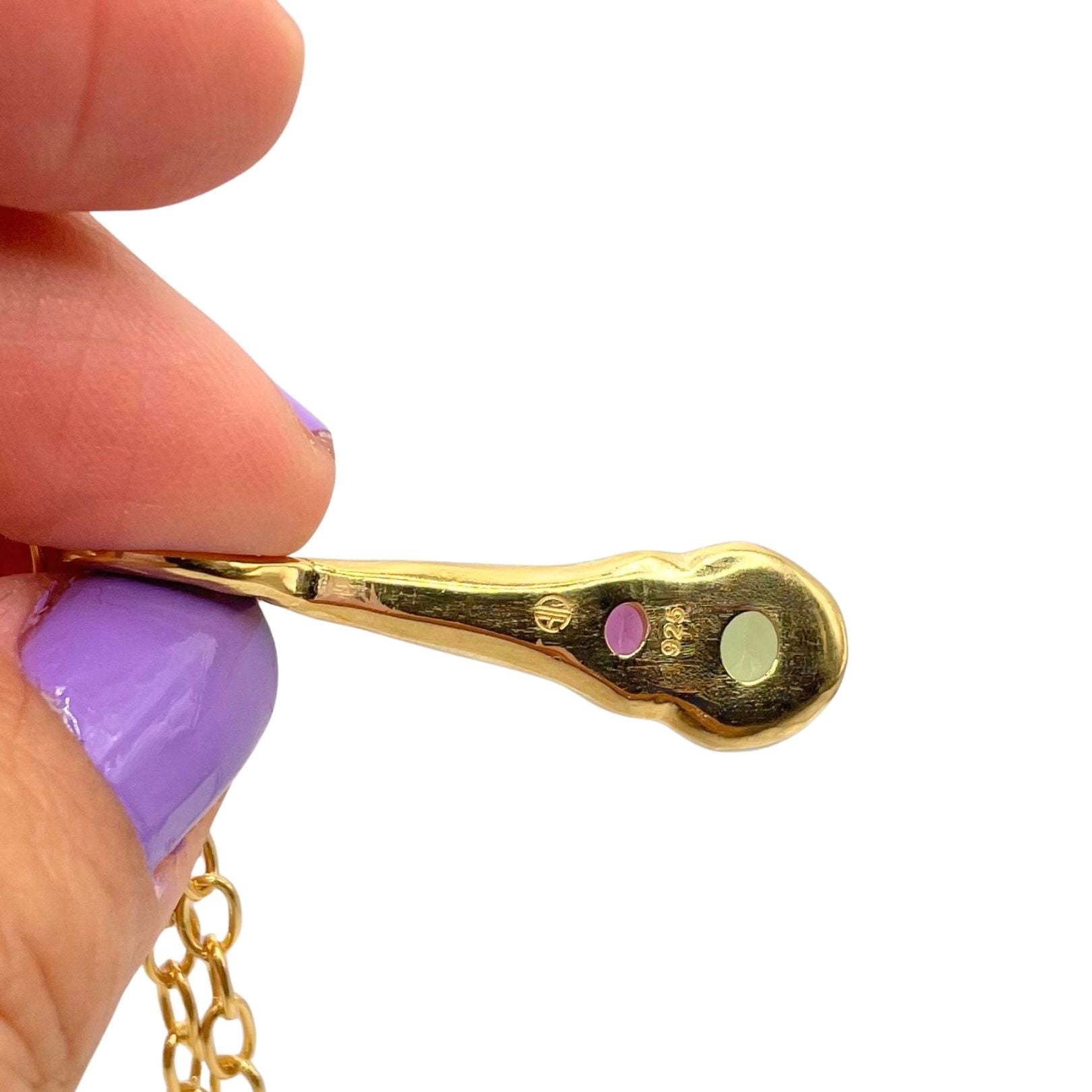 Olivia - Green Peridot, Pink Rhodolite Garnet Two Gemstone Pendant Necklace in Gold