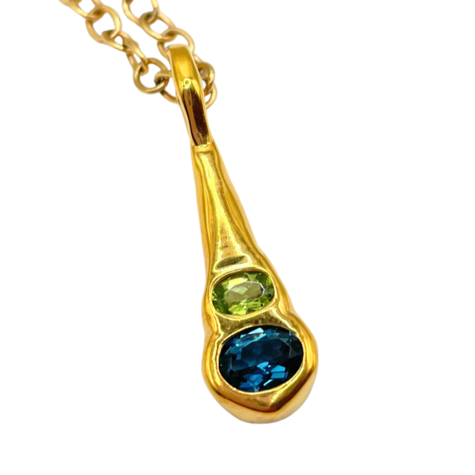 Green Peridot Blue Topaz olivia necklace by Amy Delson in gold