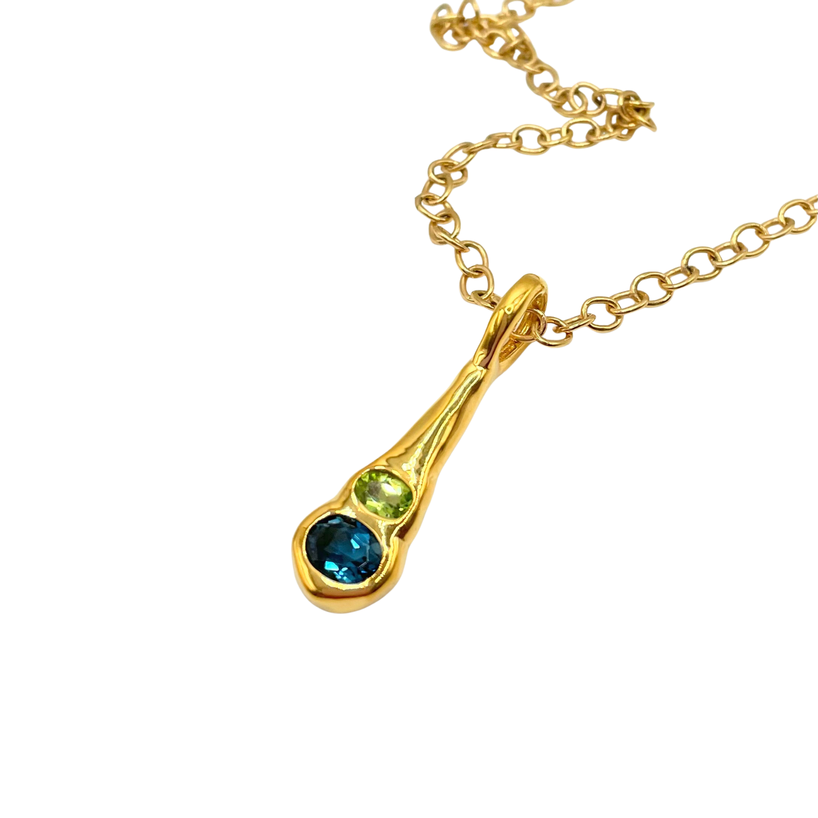 Green Peridot Blue Topaz olivia necklace by Amy Delson in gold