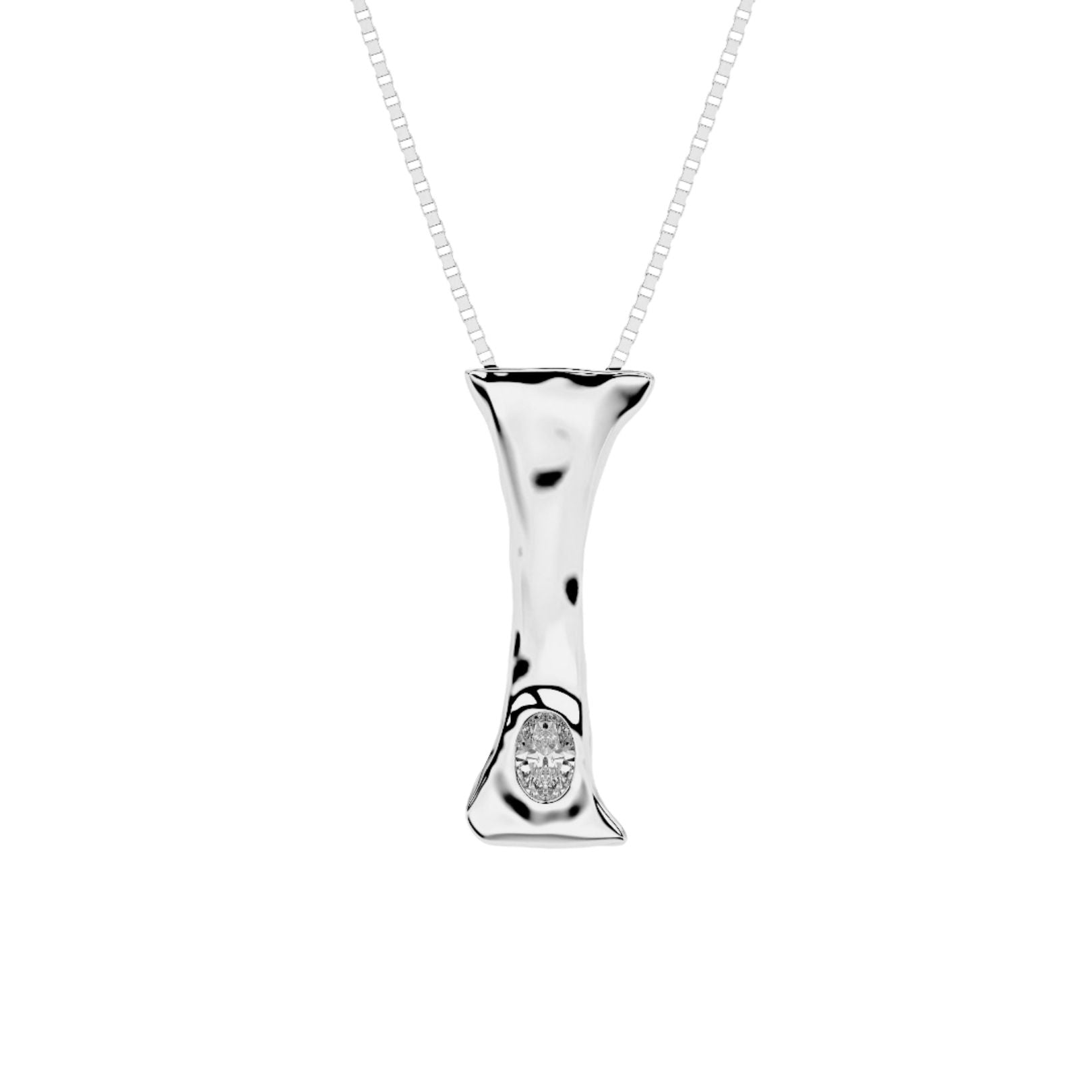 White gold with lab diamond letter I necklace by Amy Delson