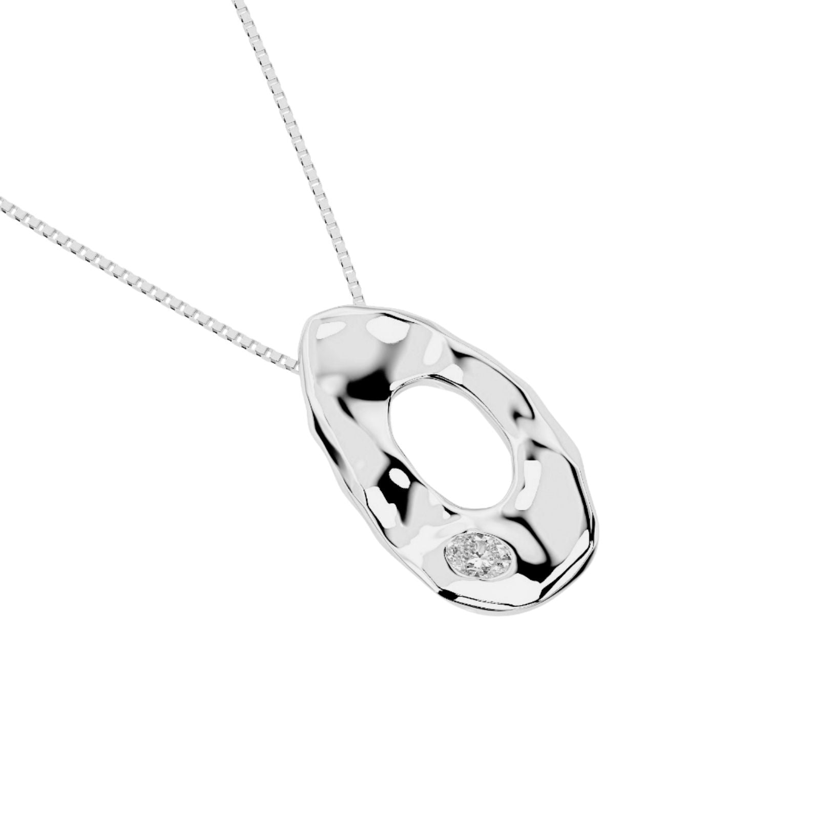 white gold with lab diamond letter O necklace by Amy Delson