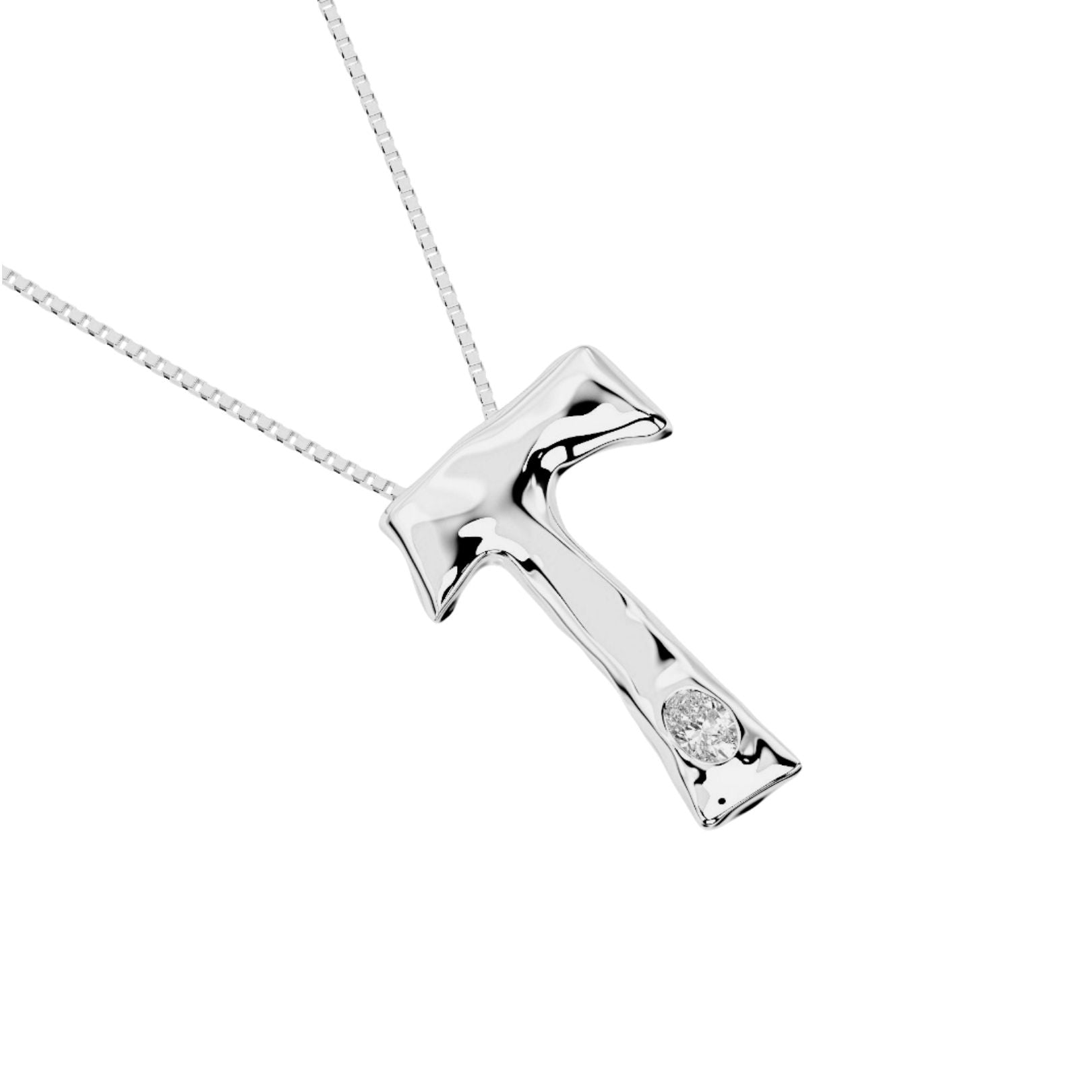 white gold with lab diamond letter T necklace by Amy Delson