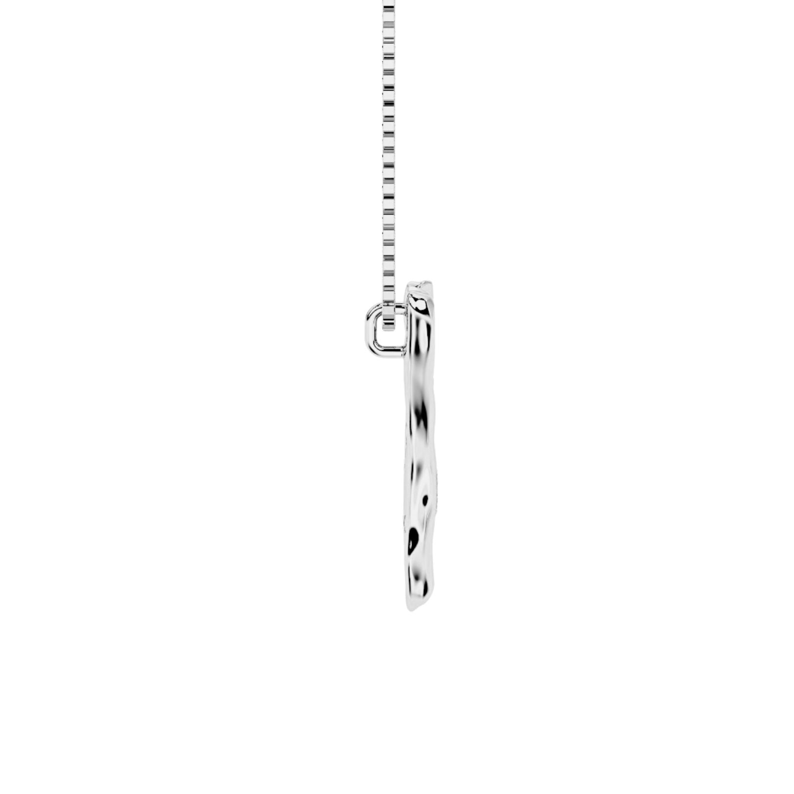 side view white gold with lab diamond letter Y necklace by Amy Delson