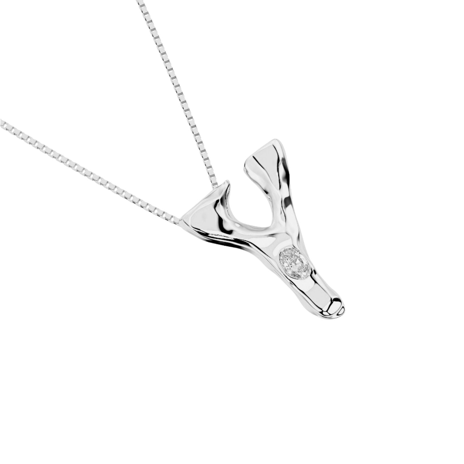 white gold with lab diamond letter Y necklace by Amy Delson