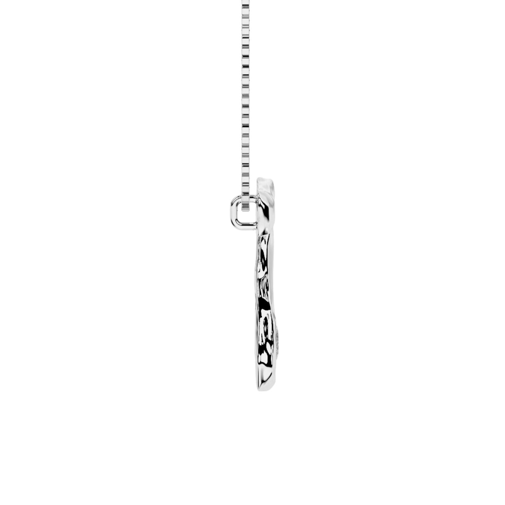 sie view of white gold with lab diamond letter Z necklace by Amy Delson