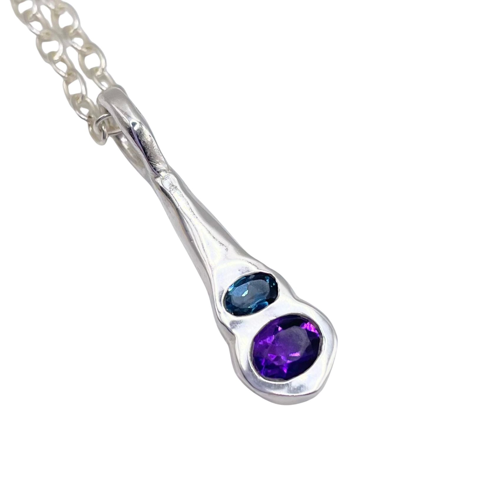 Amy Delson silver London Blue Topaz, Purple Amethyst Necklace.