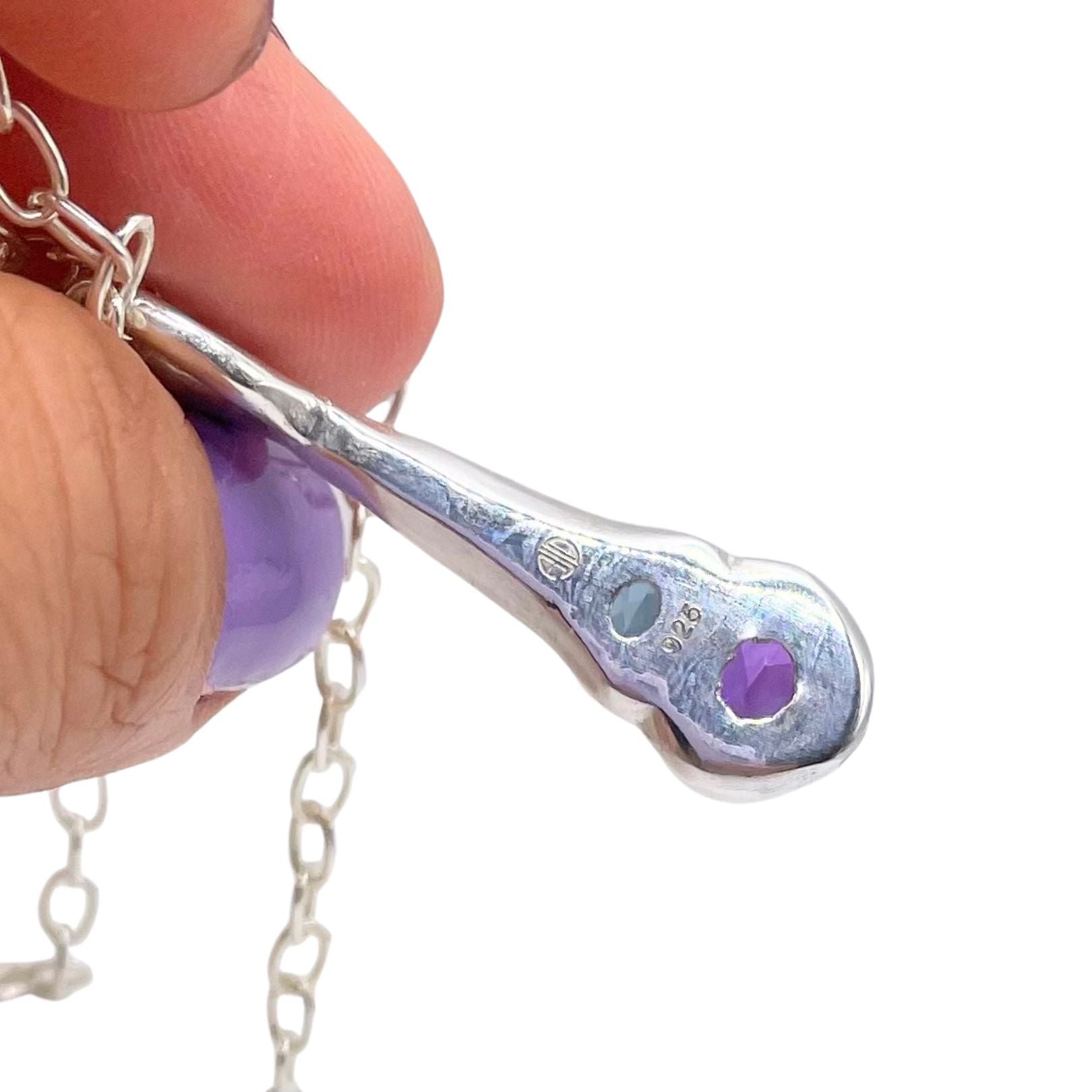 Back of Amy Delson silver London Blue Topaz, Purple Amethyst Necklace