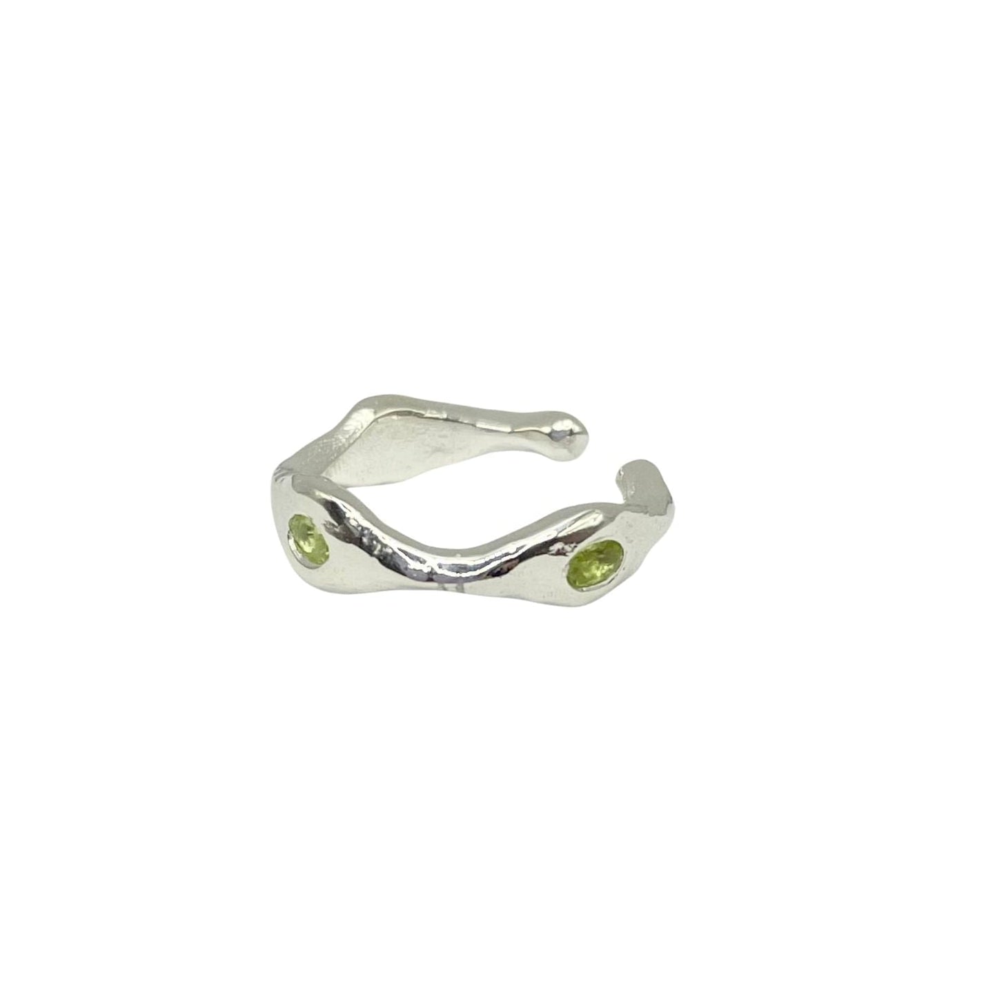 Green Peridot Ear Cuff in Sterling silver by Amy Delson