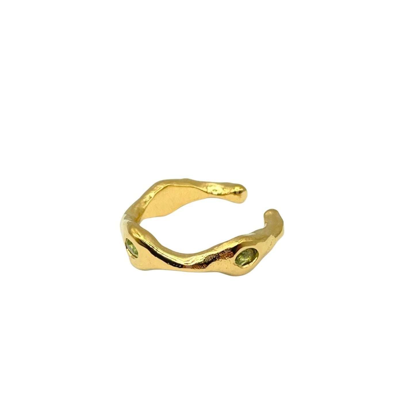 Chloe - Green Peridot Three Stone Ear Cuff in Gold