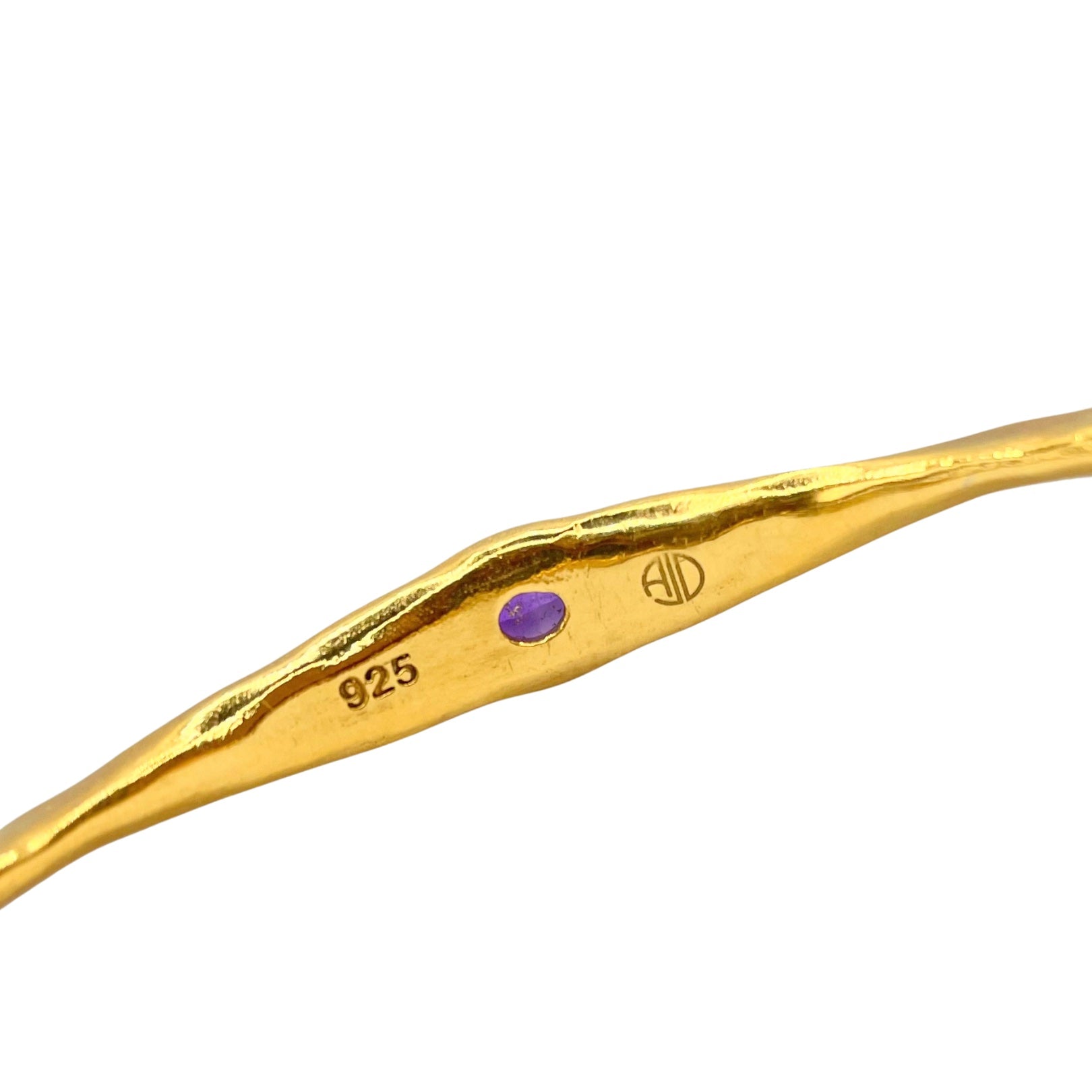 Brooke - Purple Amethyst Four Gemstone Bangle Bracelet in Gold