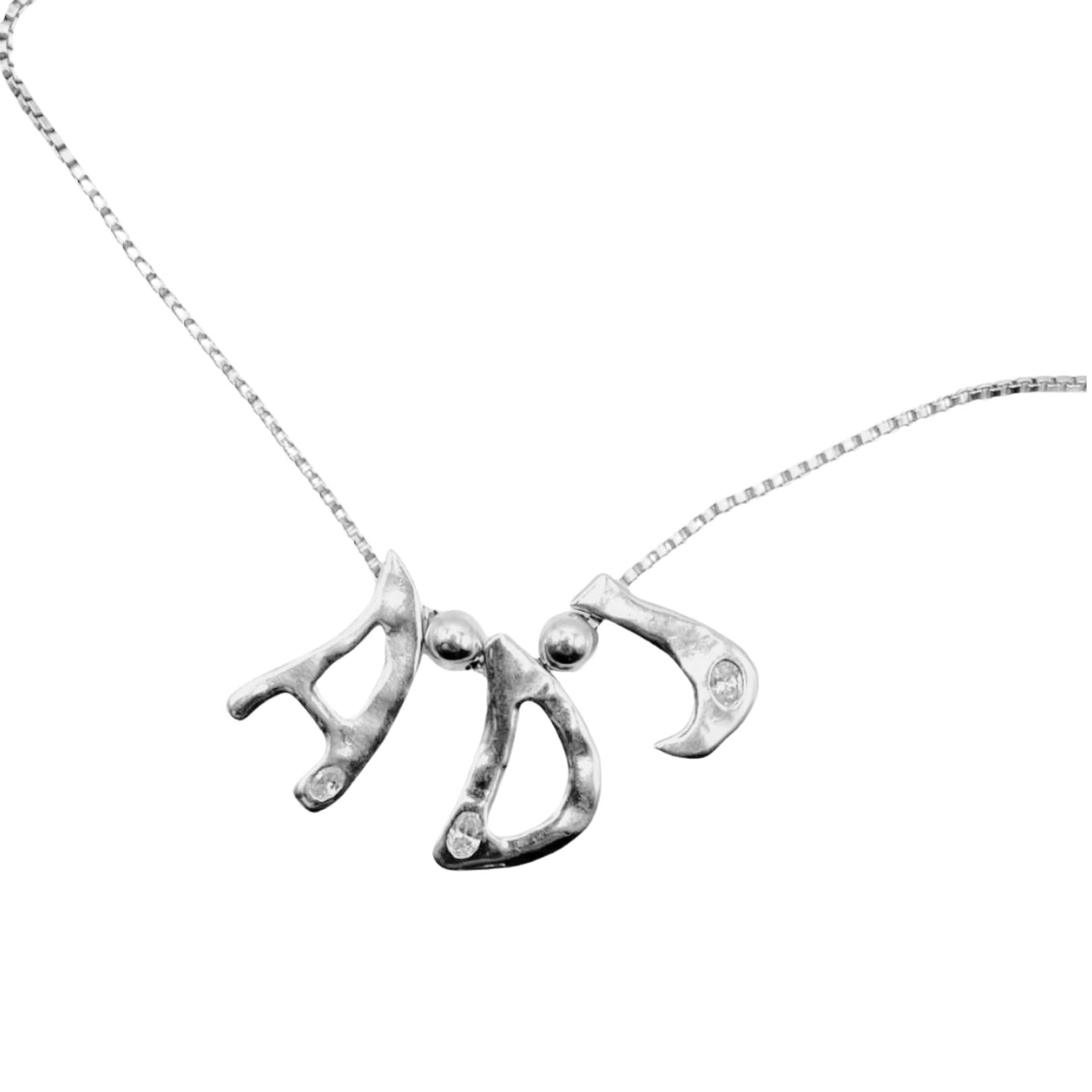 White Gold with Diamond ADJ Necklace by Amy Delson