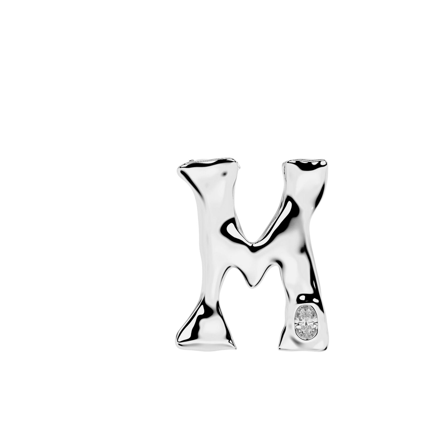 White Gold with Diamond Letter M by Amy Delson