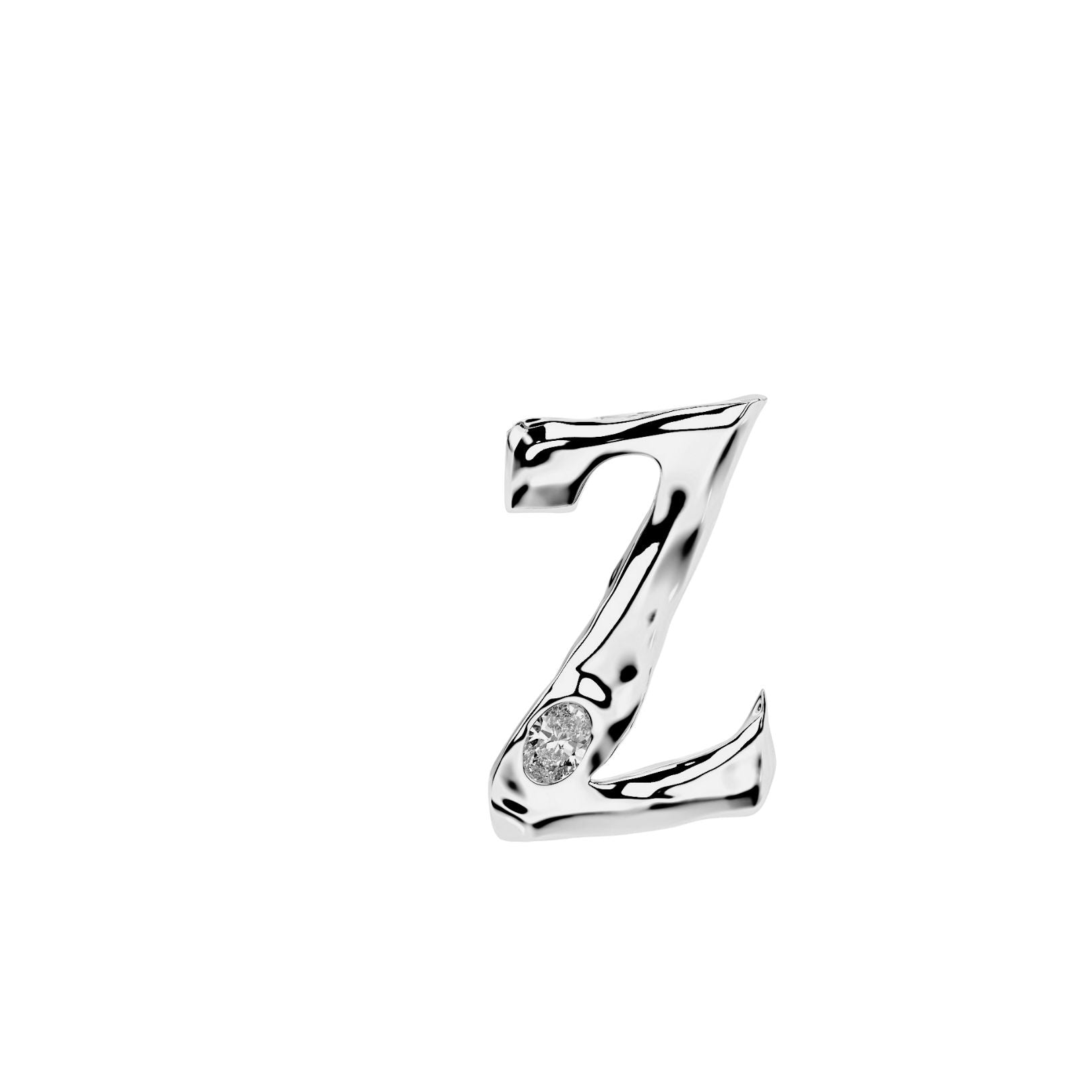 White Gold with Diamond Letter Z by Amy Delson