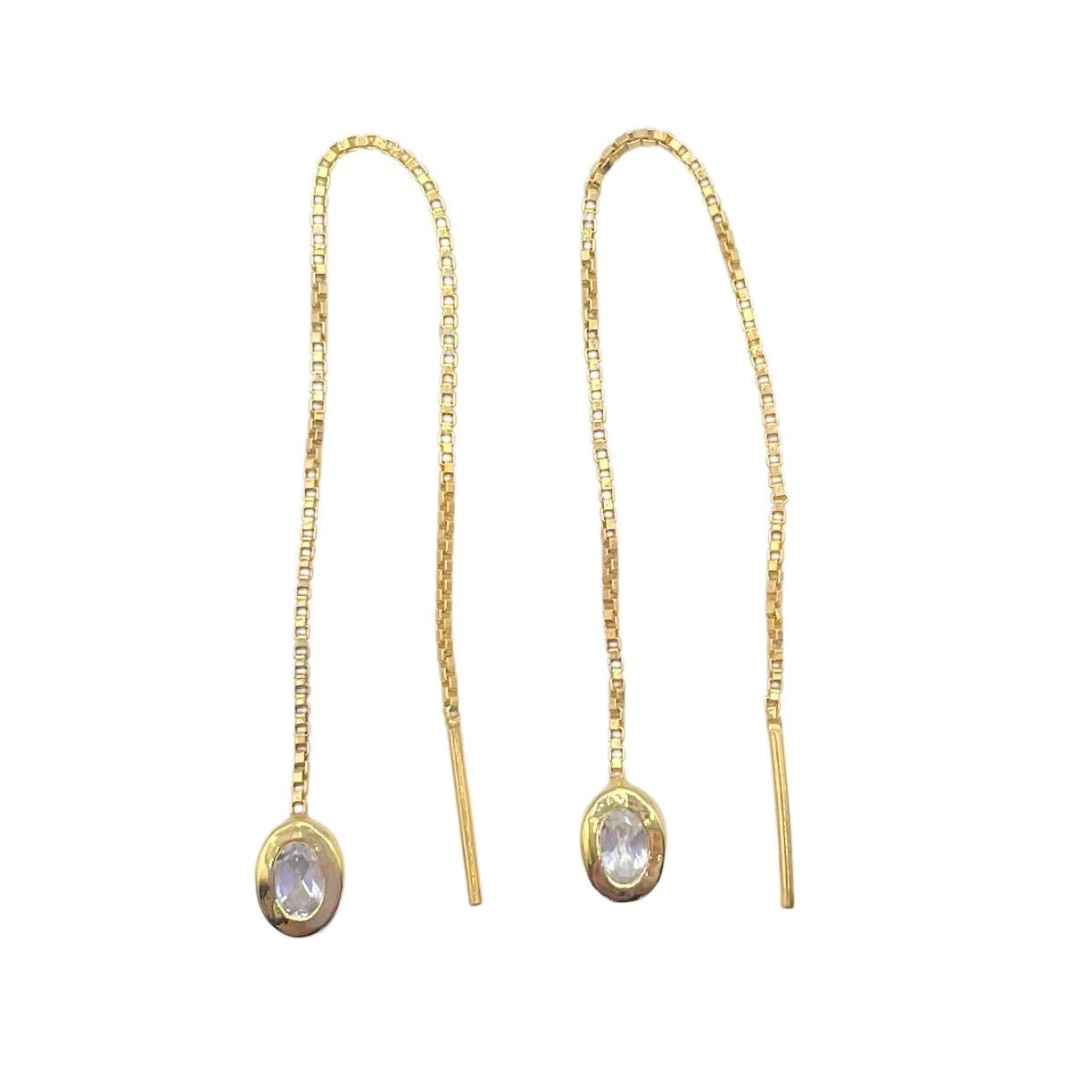 White topaz gold vermeil threader earrings by Amy Delson