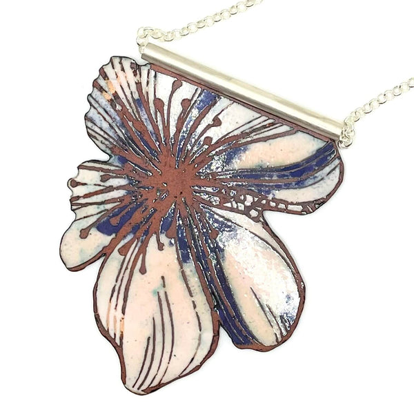 Amy Delson Flora Enamel Necklace with Sterling Silver Chain