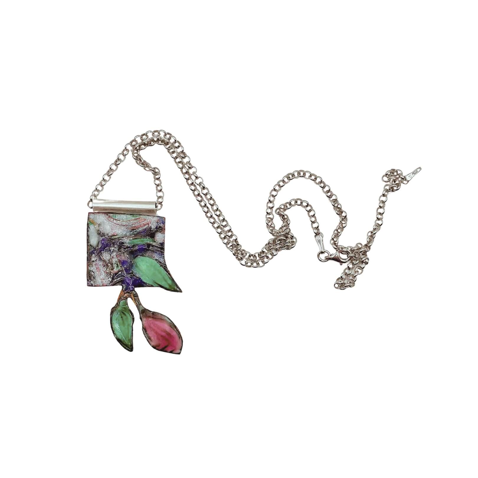 Paula - Pink Enamel Flower Necklace