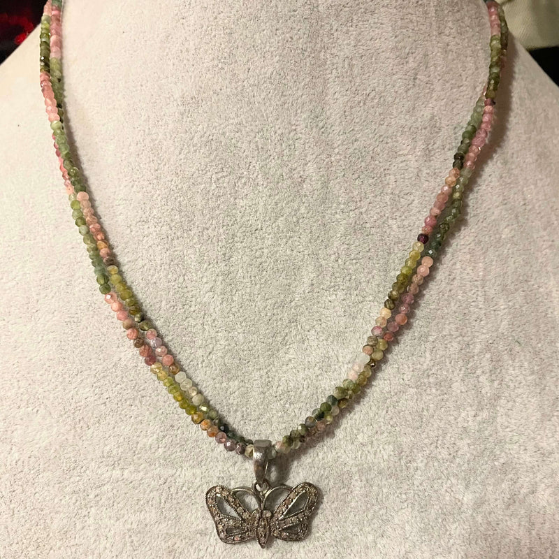 Amy Delson Jewelry Diamond Butterfly Watermellon Tourmaline necklace
