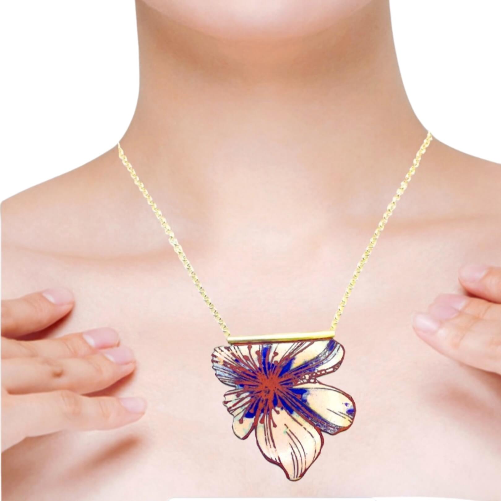 enamel flower necklace