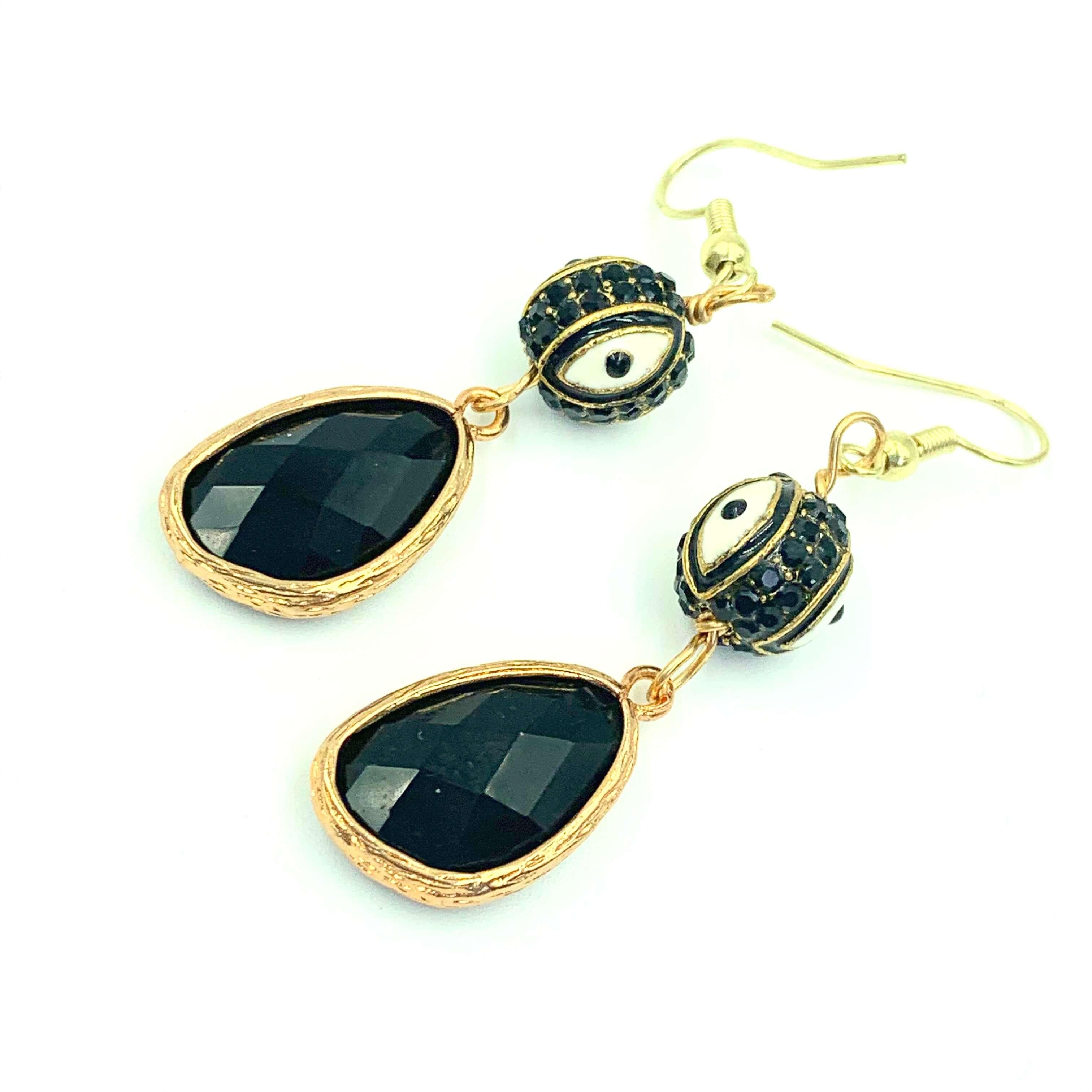 Amy Delson Black crystal eye earrings